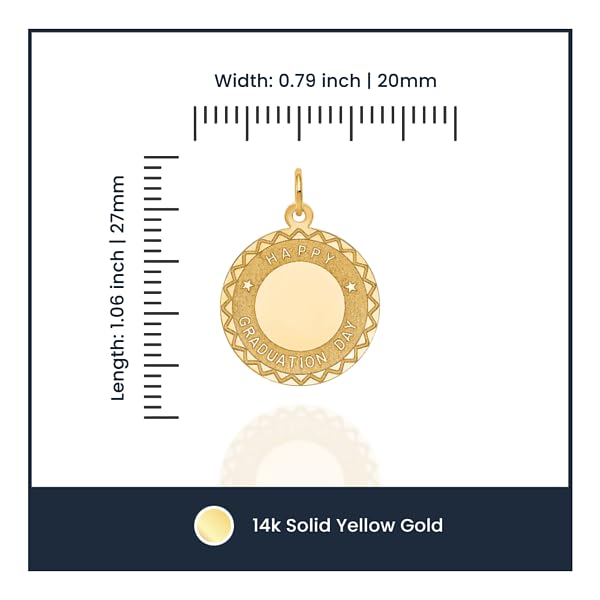 14K Solid Yellow Gold Happy Graduation Day Necklace with Pendant Charm - Elegant Jewelry Gift for Graduates, Perfect for Commencement Ceremonies & Celebrations