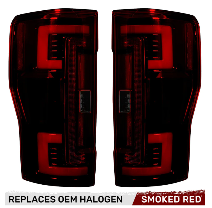 Ford Super Duty 2020-2022 F250 F350 F450 F550 LED Tail Lights - Dark Red Smoked Lens (OEM Halogen Replacement) | Upgrade for Enhanced Visibility & Style