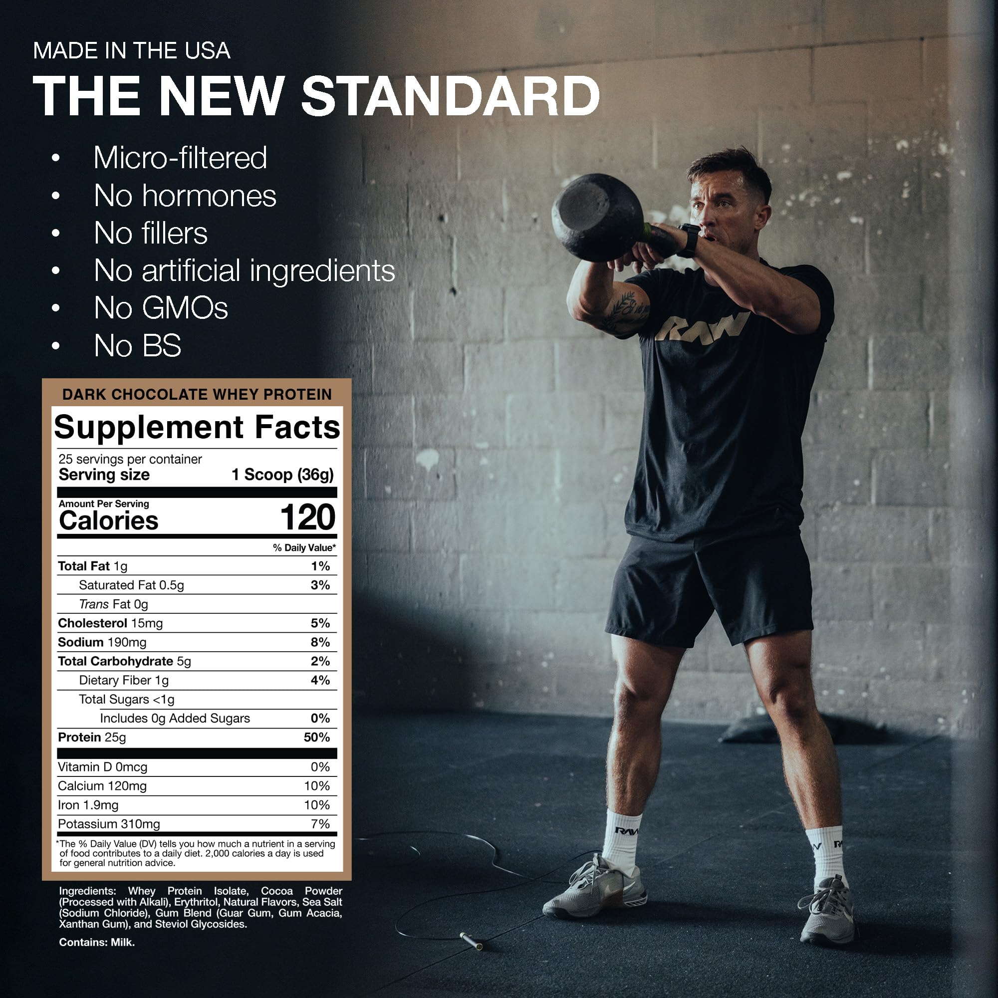 100% Grass-Fed RAW Whey Isolate Protein Powder - Dark Chocolate Flavor | Low-Fat, Low-Carb Muscle Recovery & Growth Supplement | 25 Servings | Ideal for Post-Workout, Weight Management & Healthy Lifestyle