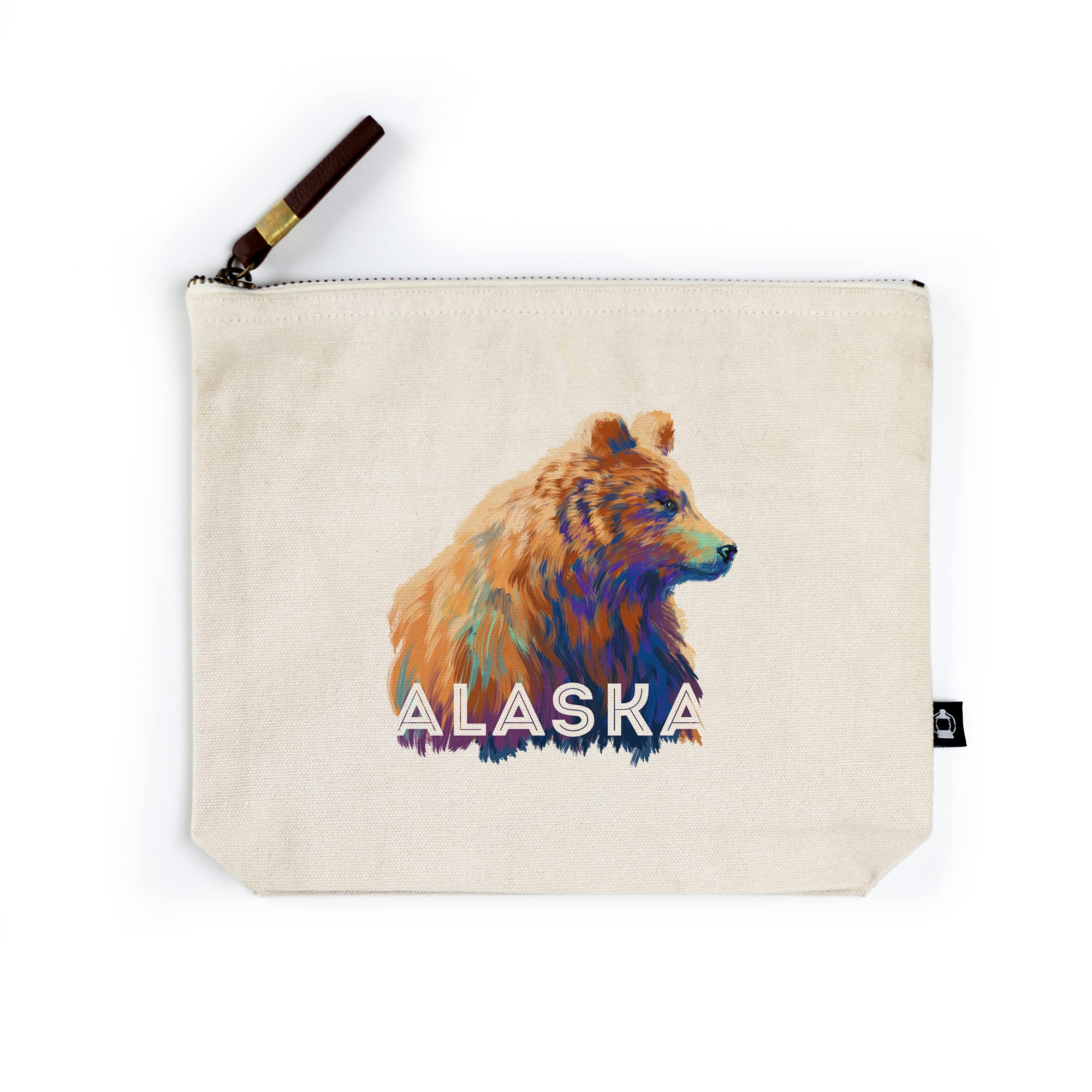 Lantern Press Alaska Grizzly Bear Watercolor Canvas Print - 100% Cotton Travel Tote Bag for Hiking, Camping & Outdoor Adventures