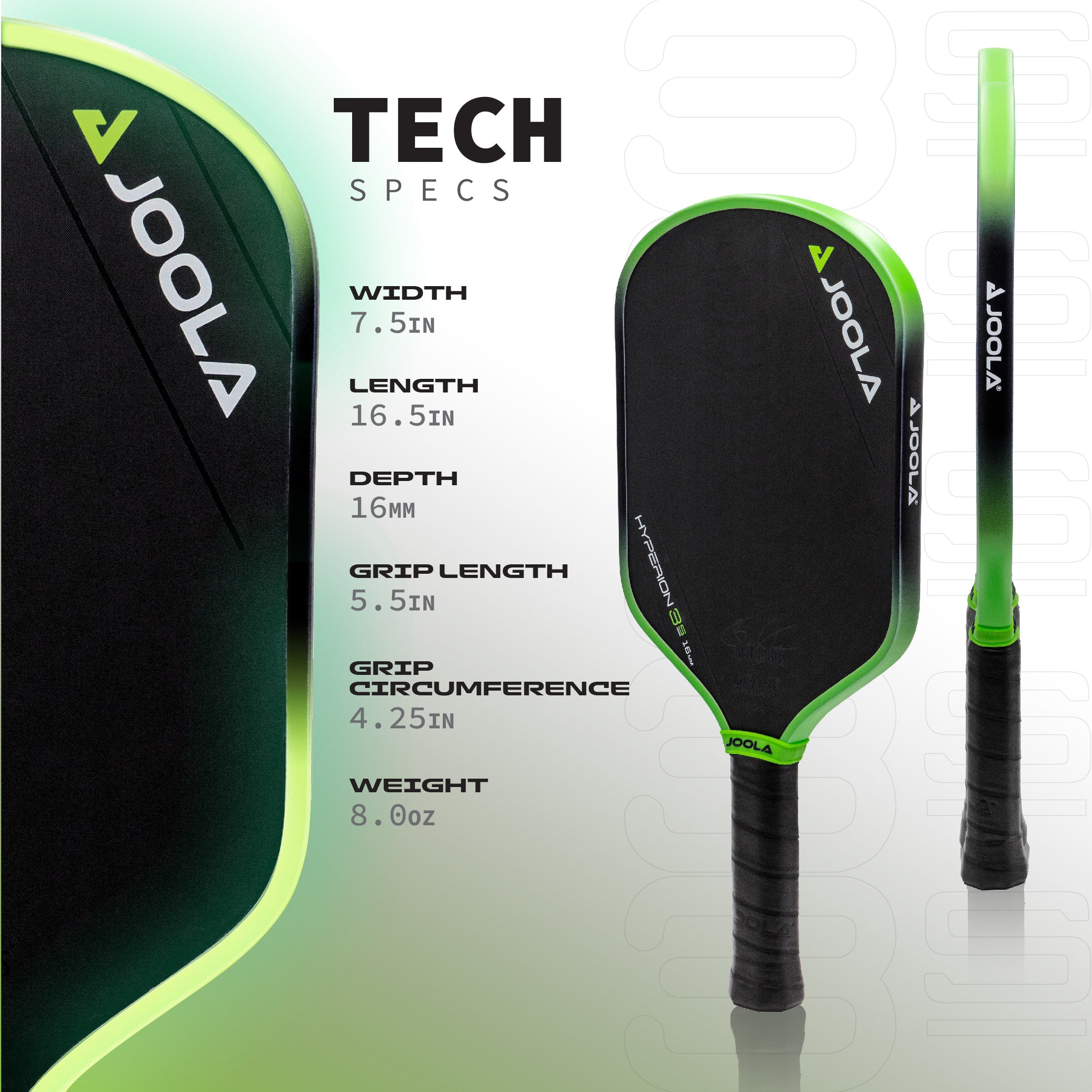 JOOLA Ben Johns Hyperion 3S 16mm Pickleball Paddle - Premium Carbon Fiber Paddle for Competitive Play & Outdoor Games - Perfect for Tournaments, Backyard Fun & Pickleball Enthusiasts