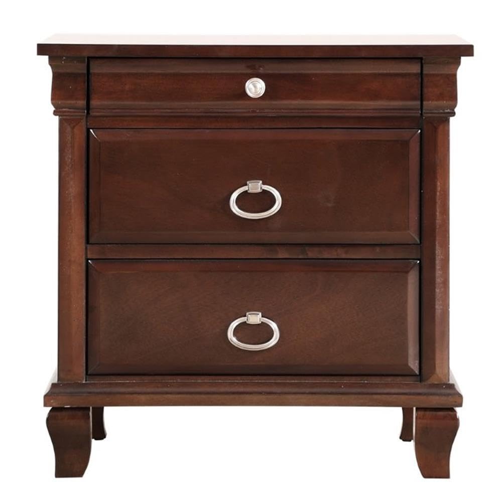 Glory Furniture Triton 2-Drawer Nightstand in Cappuccino Finish - Modern Bedside Table for Bedroom, Guest Room & Nursery