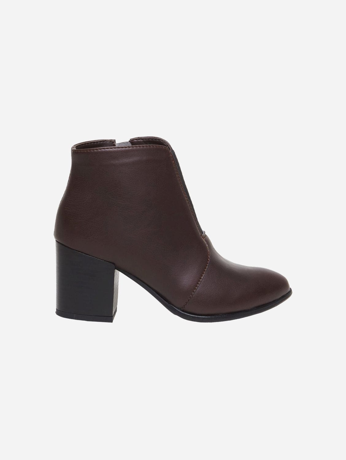Hana Vegan Leather Heeled Ankle Boots Women's Fashion Shoes - Chocolate Brown Mid Heel Booties for Fall/Winter, Office, Date Night & Casual Outfits