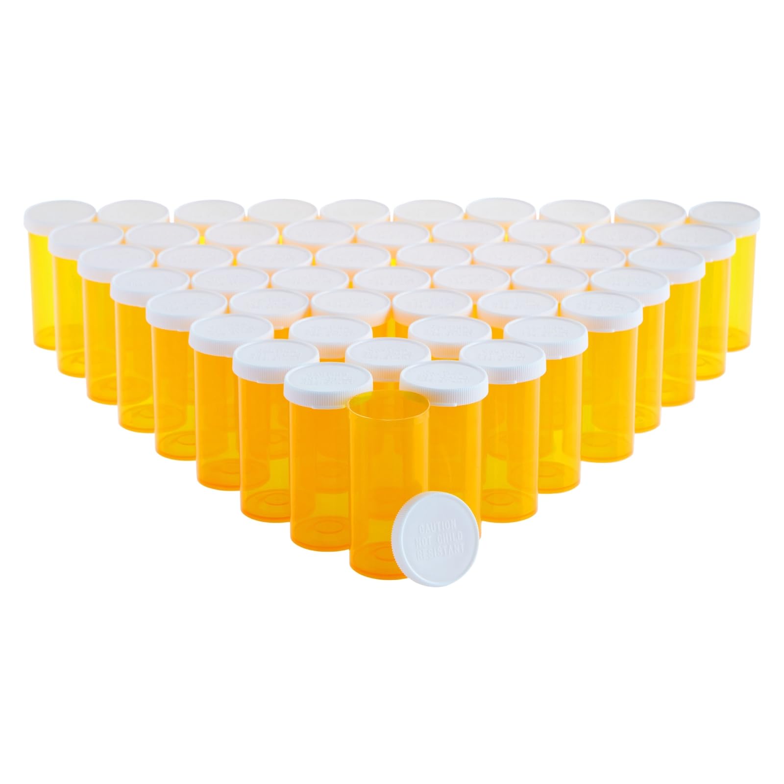 50-Pack Empty Pill Bottles with Child-Resistant Caps - 13 Dram Plastic Medicine Containers for Prescription Drugs, Vitamins & Supplements - Orange Reusable Vials - Perfect for Pharmacy, Travel & Home Organization