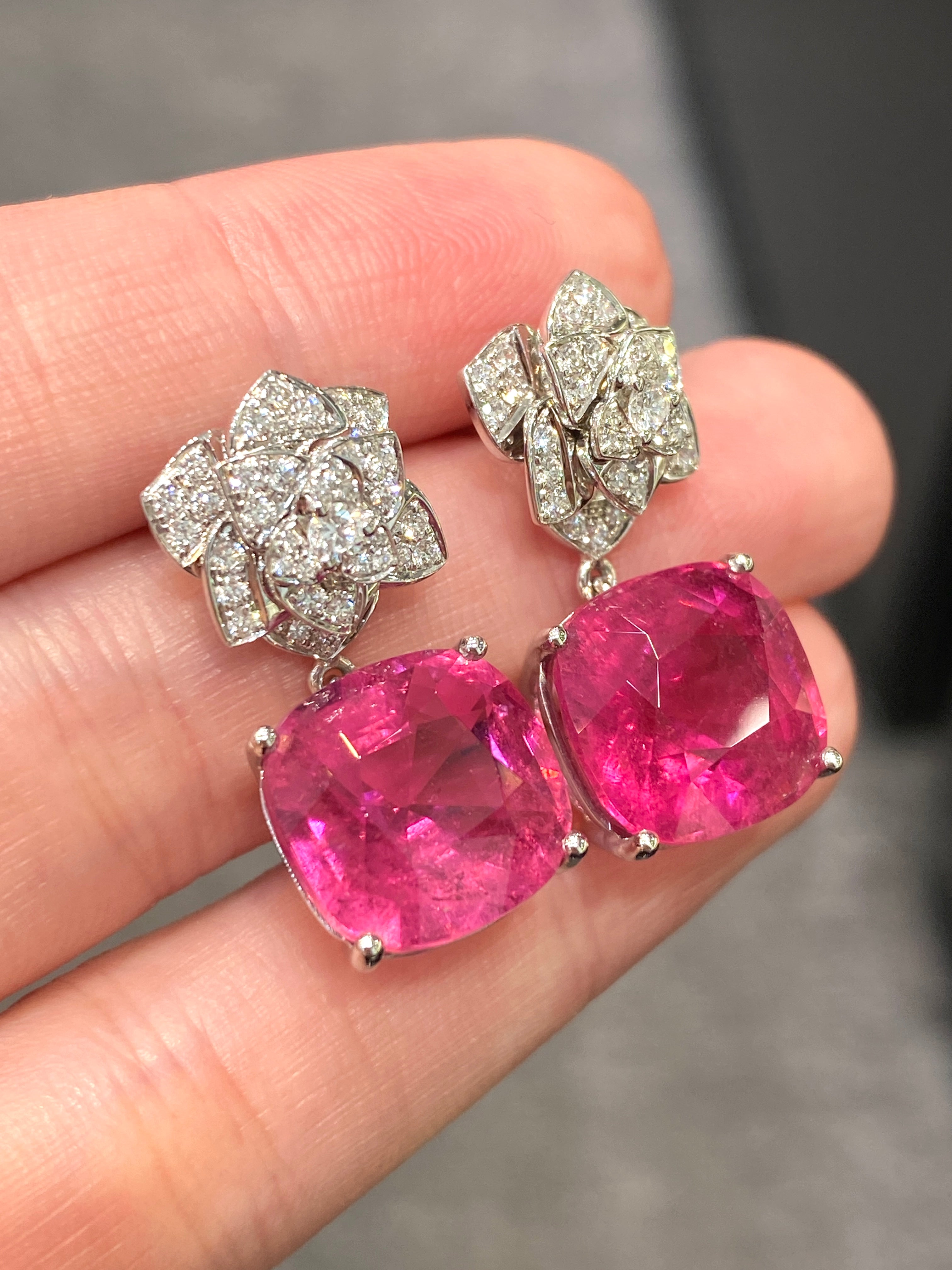 Natural Pink Tourmaline 15.73ct Gemstone Earrings - Elegant Dangle Earrings for Women, Perfect for Weddings, Parties & Special Occasions