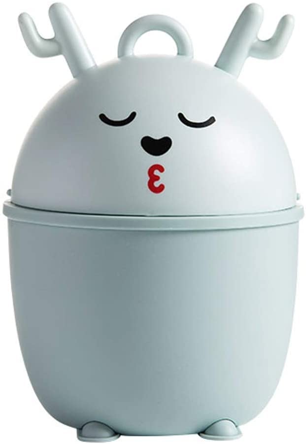 Cartoon Mini Trash Can with Lid - Home & Office Desk Waste Bin