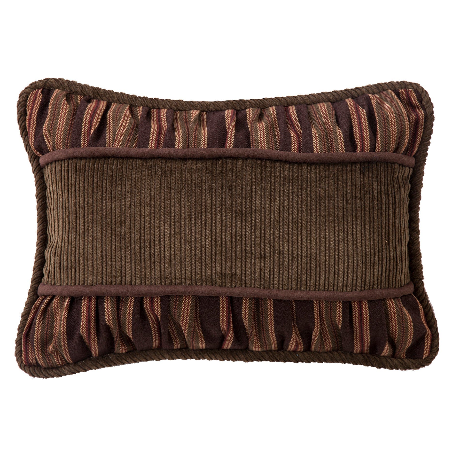 Forest Pine Dark Olive Corduroy Pillow with Ruching Detail - Soft Textured Decorative Throw Pillow for Living Room, Bedroom & Sofa