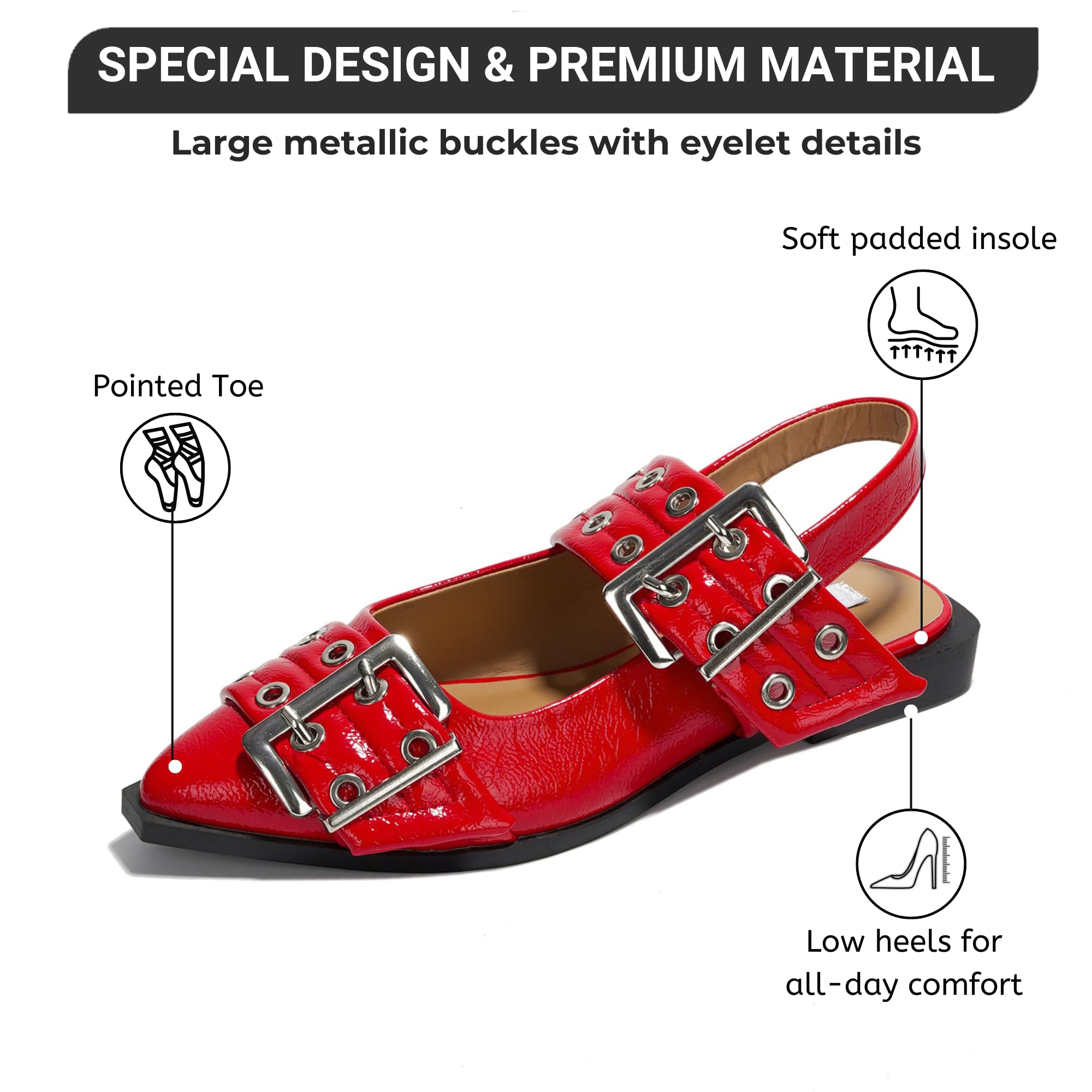 **Women's Memory Foam Flats & Sandals - Non-Slip Rubber Sole Comfortable Slingback Shoes for Casual Wear & Work (Kathryn 2024)**    *Use for: Everyday Comfort, Office Wear, Walking, Travel & Leisure*
