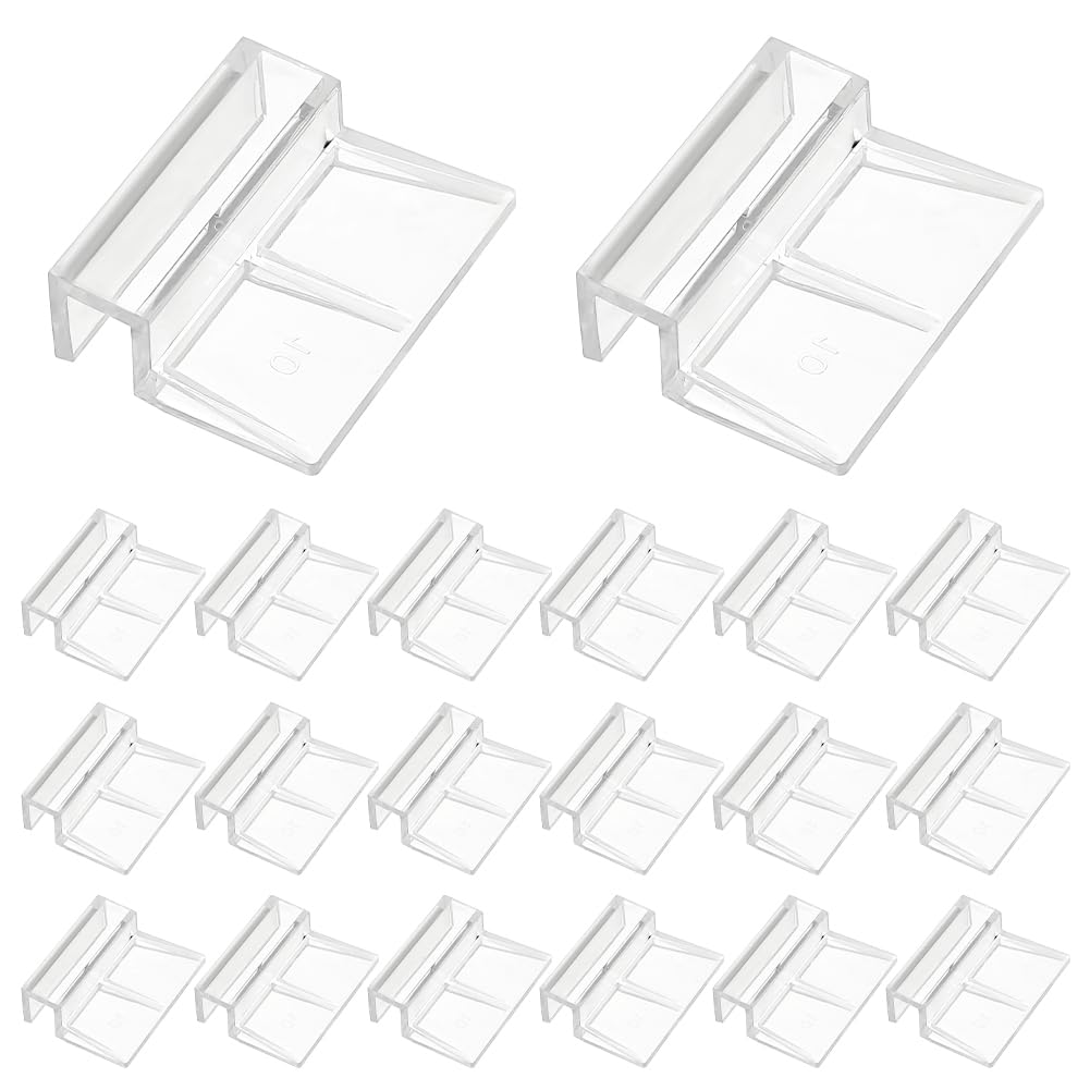 OLYCRAFT 20 Pcs Clear Aquarium Lid Clips - 10mm Acrylic Cover Clips for Rimless Glass Canopy, Fish Tank Support Holders - Perfect for Securing Acrylic Covers on Freshwater/Saltwater Aquariums