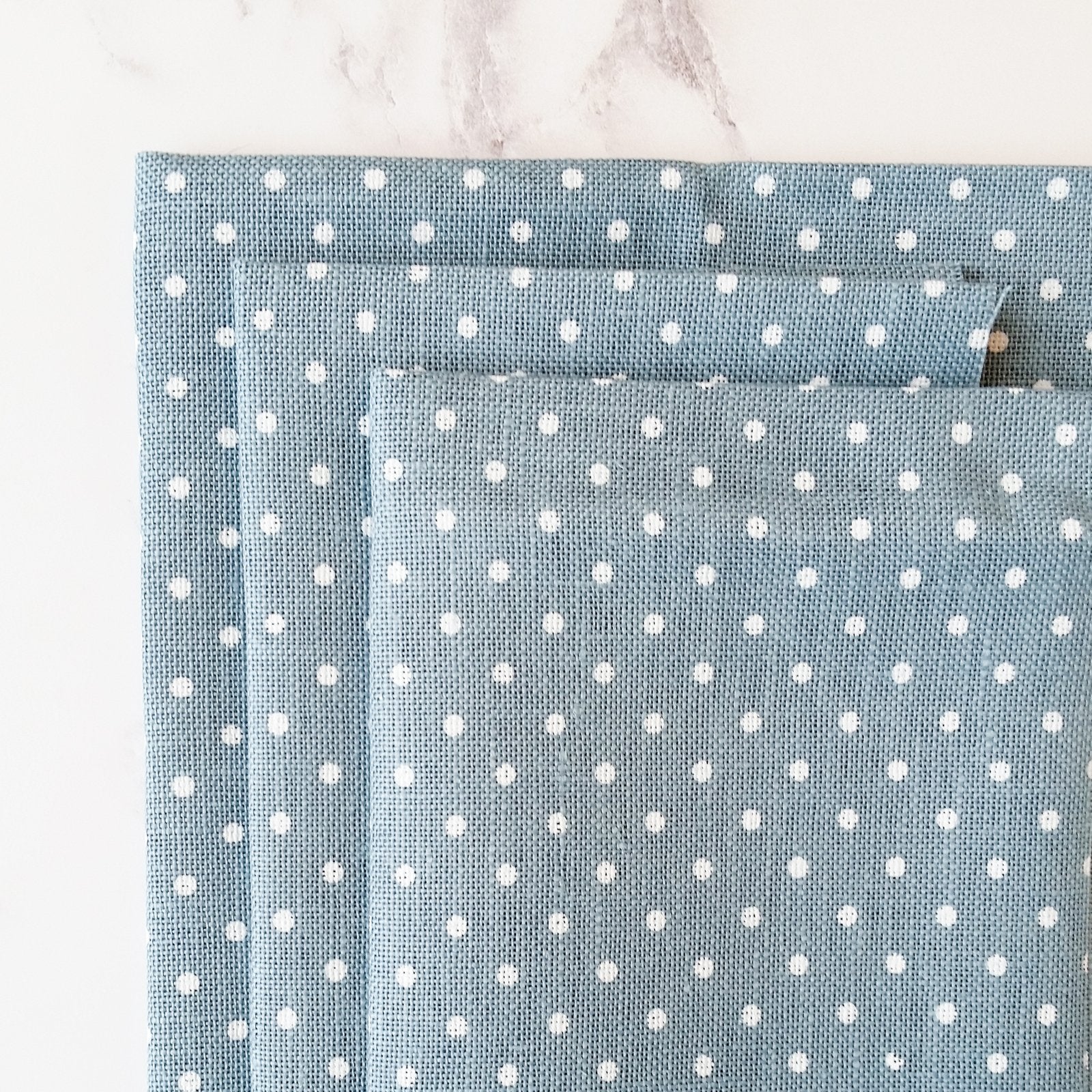 Premium Blue & White Polka Dot Linen Fabric - 32 Count High-Quality Material for DIY Crafts, Home Decor & Sewing Projects