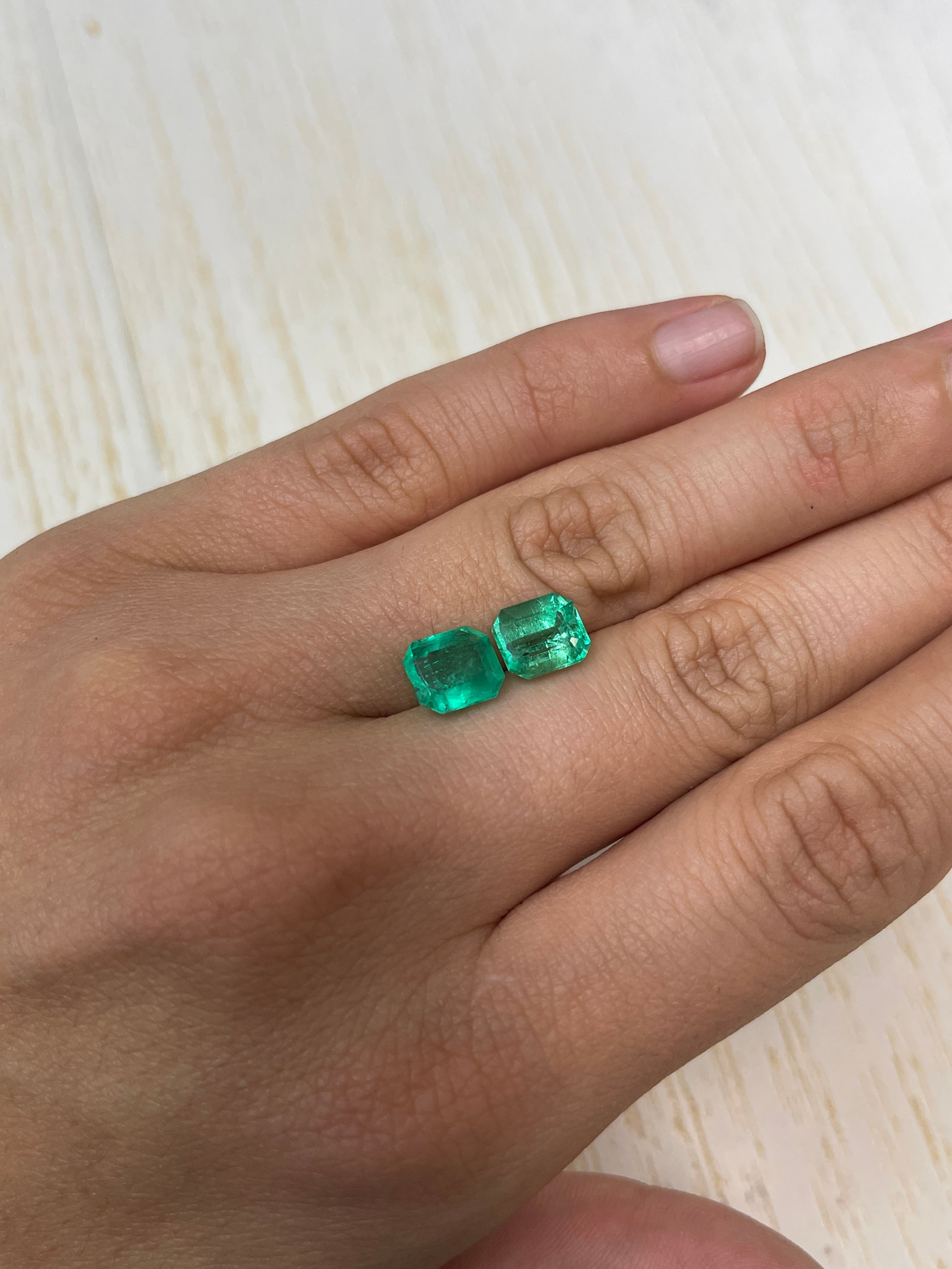 5.19tcw 9x8 Matching Loose Colombian Emeralds - Emerald Cut Gemstones for Jewelry Making, Engagement Rings & Fine Collections