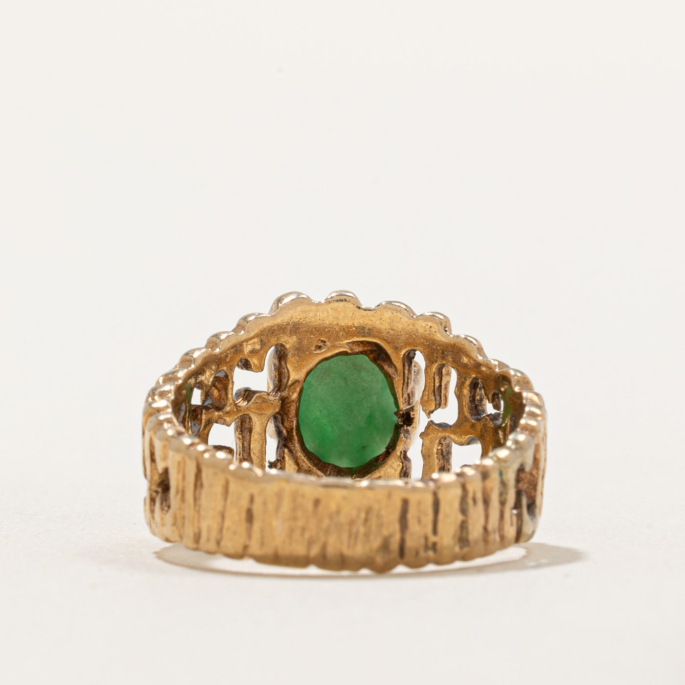 Oval Cabochon Jade Textured Ring - 0.90ct Natural Stone Jewelry - Size 5.25 - Elegant Boho Style Statement Ring for Women - Perfect for Weddings, Parties & Everyday Wear