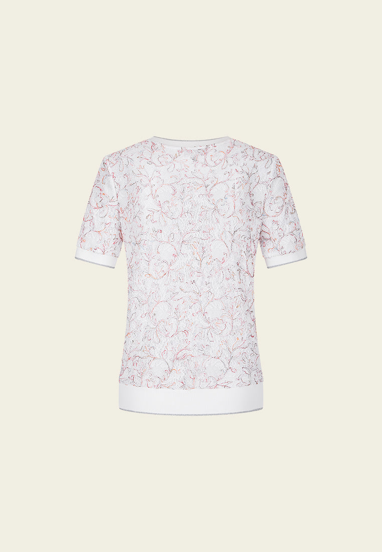 Elegant Ribbed Embellished Lace Blouse for Women - Perfect for Office Wear, Date Nights & Special Occasions