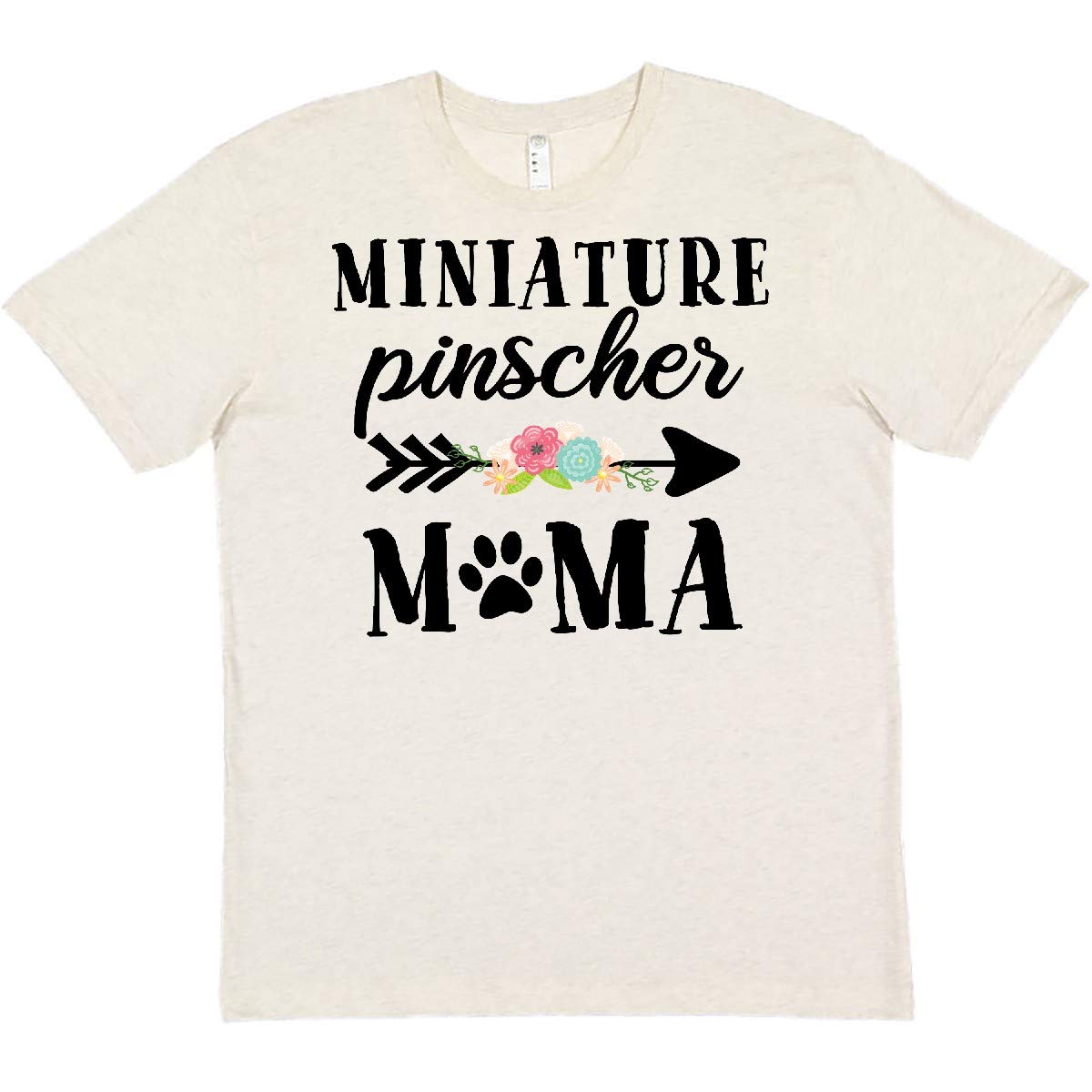 Inktastic Miniature Pinscher Mama with Flowers and Arrow Graphic T-Shirt for Women - Cute Dog Lover Apparel, Perfect Gift for Pet Owners & Casual Wear