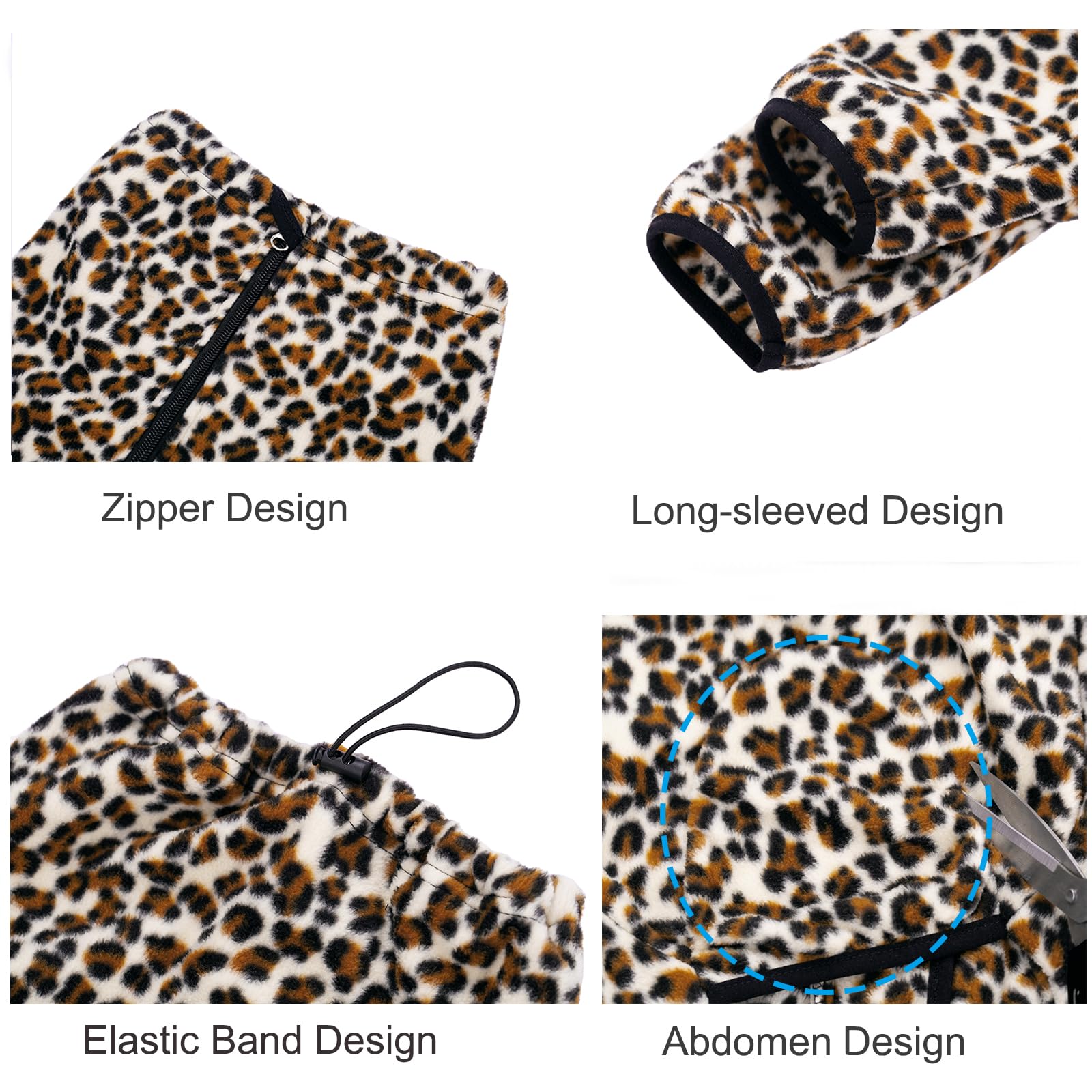 Warm Fleece Dog Winter Coat with High Collar - Windproof Full Body Snowsuit for Large & Medium Dogs | 4-Legs Design for Maximum Warmth | Perfect for Cold Weather, Snowy Days & Outdoor Adventures (Leopard Print, X-Large)