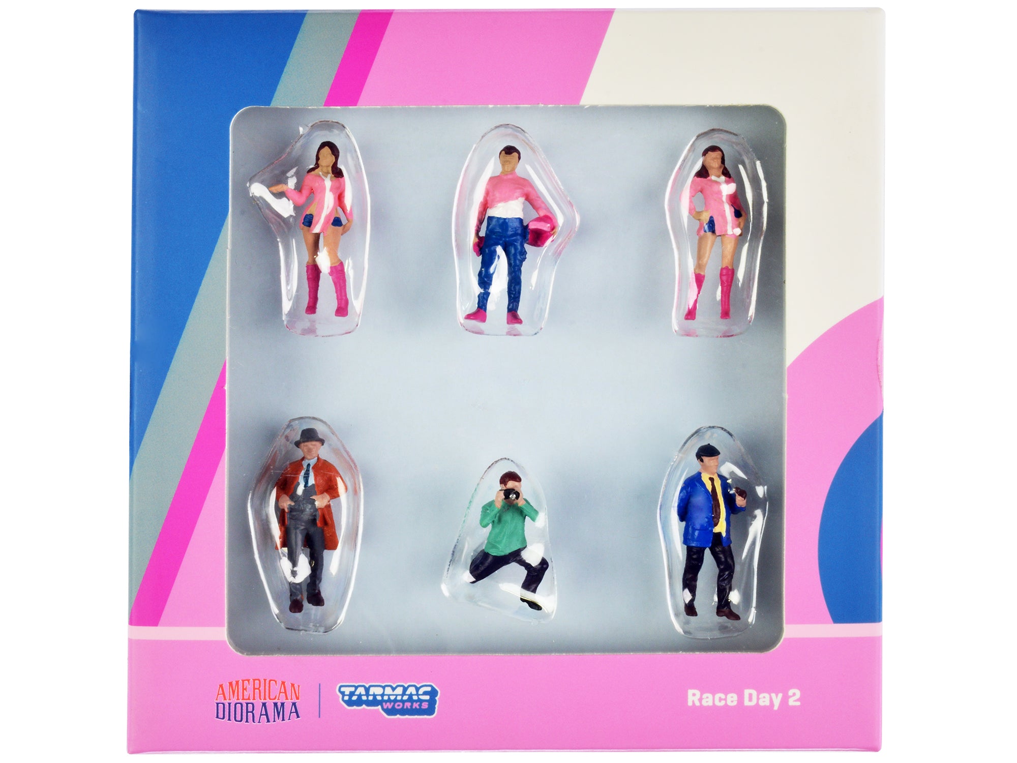 1/64 Scale Diecast Race Car Figure Set - 6 Piece Collectible Models by Tarmac Works & American Diorama | Perfect for Racing Dioramas, Model Displays & Collector Showcases