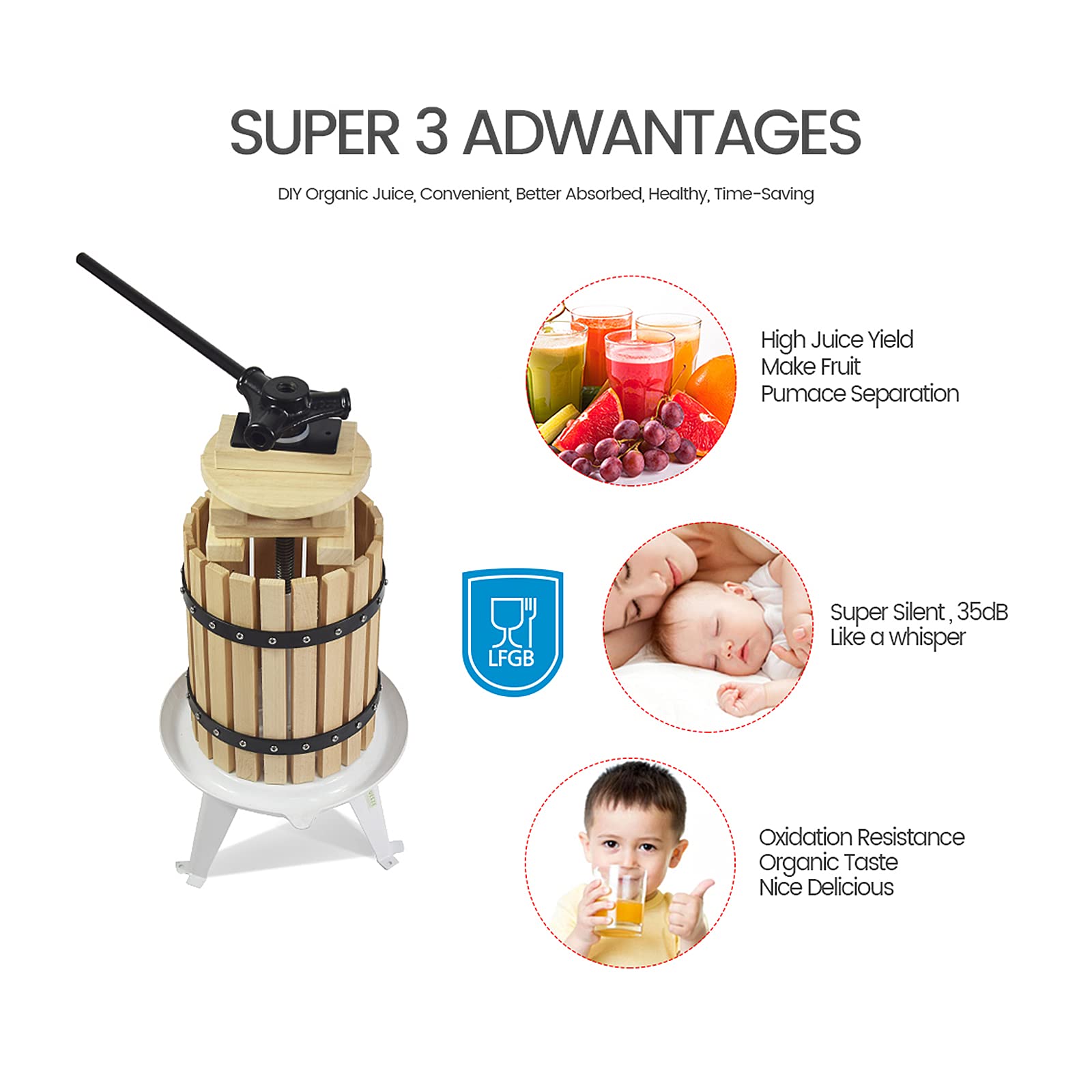 Premium 3.17 Gallon Apple Cider Press with Fruit Crusher & Stand - Heavy Duty Wine Making Kit for Fresh Juice, Hard Cider & Home Brewing - Perfect for Orchards, Homesteads & DIY Enthusiasts