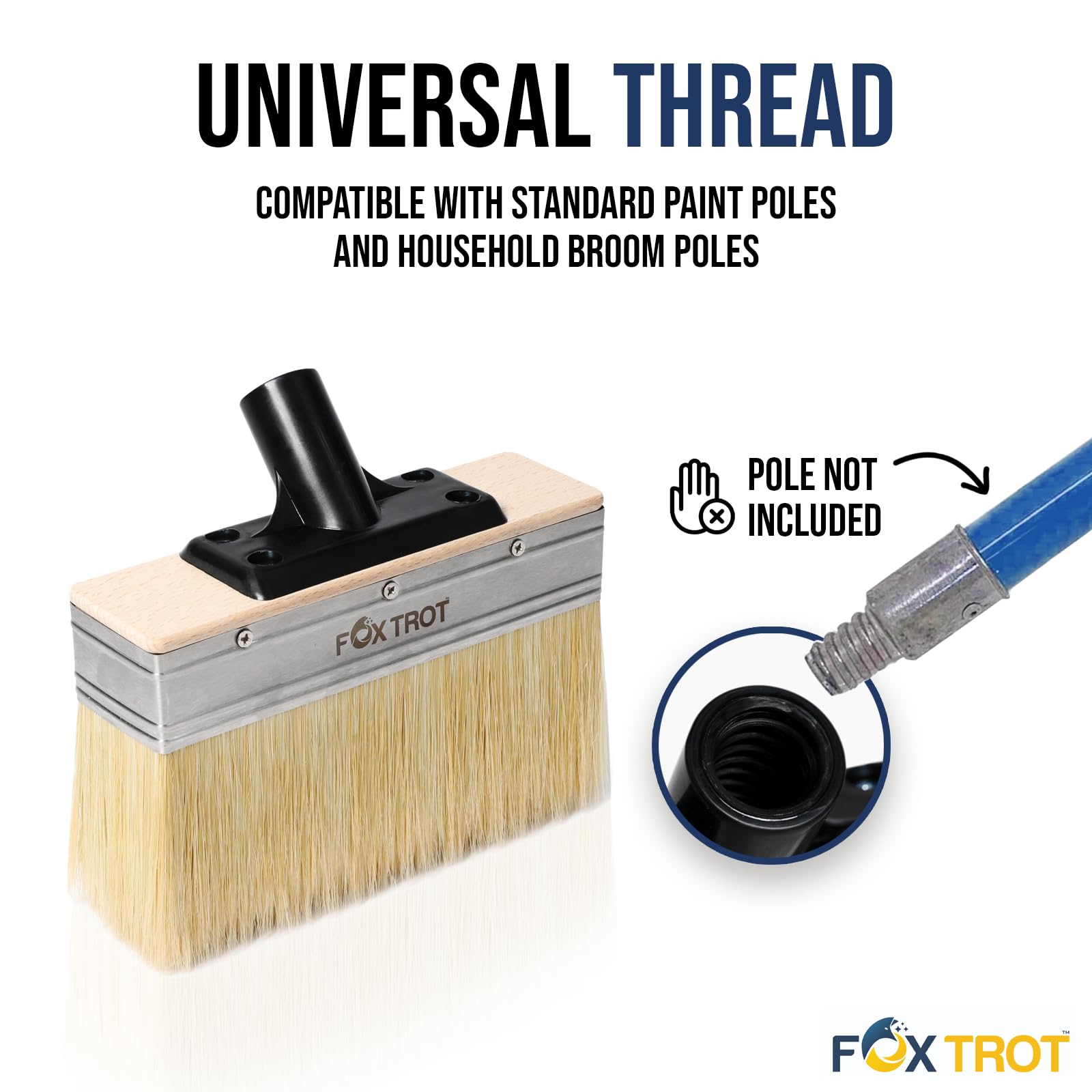 Foxtrot 7-Inch Deck Stain Brush - Professional Wood Stain & Sealer Applicator for Decks & Limewash