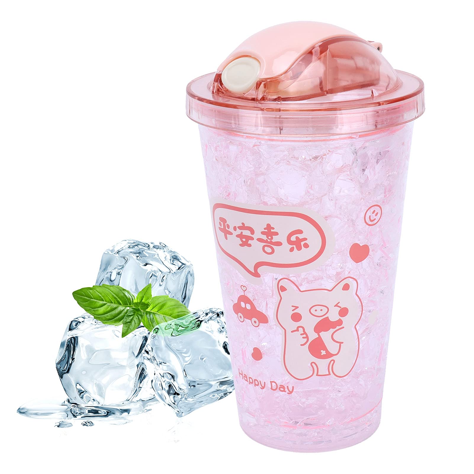 **Insulated Stainless Steel Water Bottle - 450ML Reusable Ice Cup with Straw, Leak-Proof & BPA-Free - Perfect for Kids, Students & Outdoor Activities - Hot & Cold Drink Thermos for School, Gym, Travel & Summer Adventures (Style 1)**
