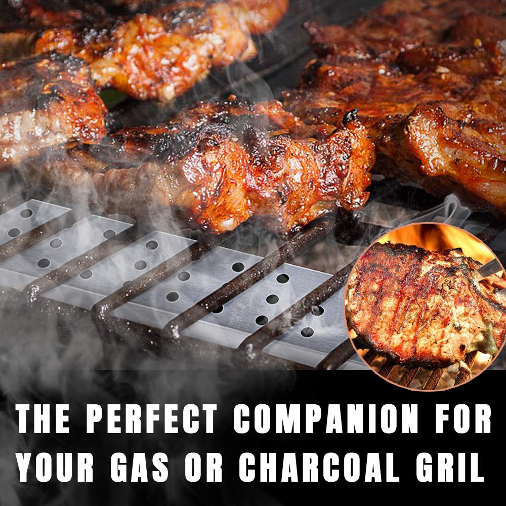 Lightique Stainless Steel BBQ Smoker Box for Gas & Charcoal Grills - Reusable Wood Chip Smoker Box with Lid (13