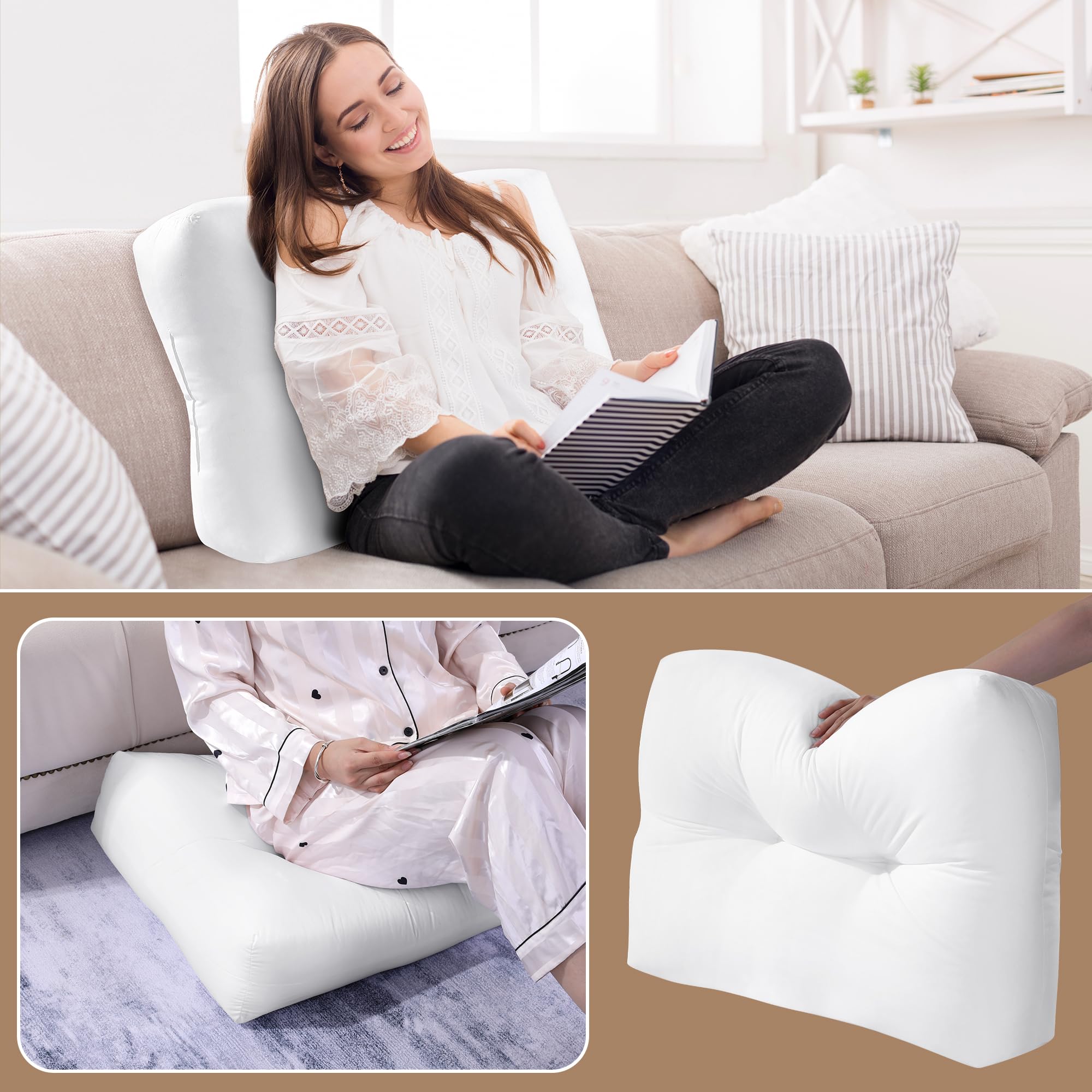 ROYALAY Supportive Lumbar Cushion for Sofa & Couch - 27x18 Inch Quilted Back Pillow with Removable Cover - Perfect for Home, Office & Car Seat Comfort