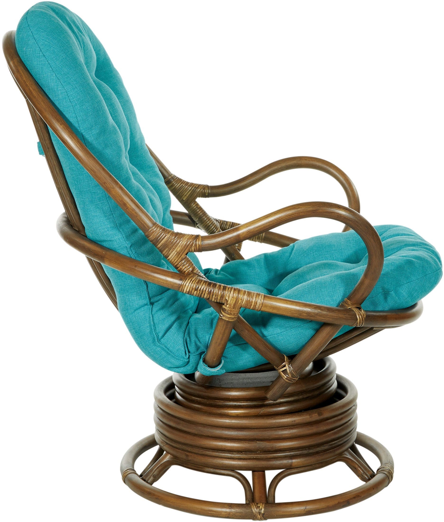 Office Star Kauai Rattan Swivel Rocker Chair [KAU320] - Comfortable Wicker Swivel Rocking Chair for Living Room, Patio, and Office