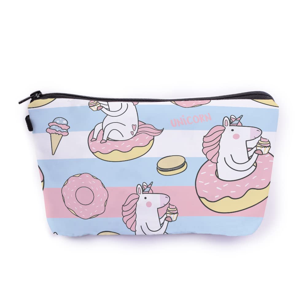 Crazyify Cute Baby Unicorn Printed Makeup Bag for Women | Waterproof Canvas Cosmetic Pouch | Travel Toiletry Organizer & Storage Bag | Perfect for Travel, Gym, School & Daily Essentials | Durable Zippered Makeup Case
