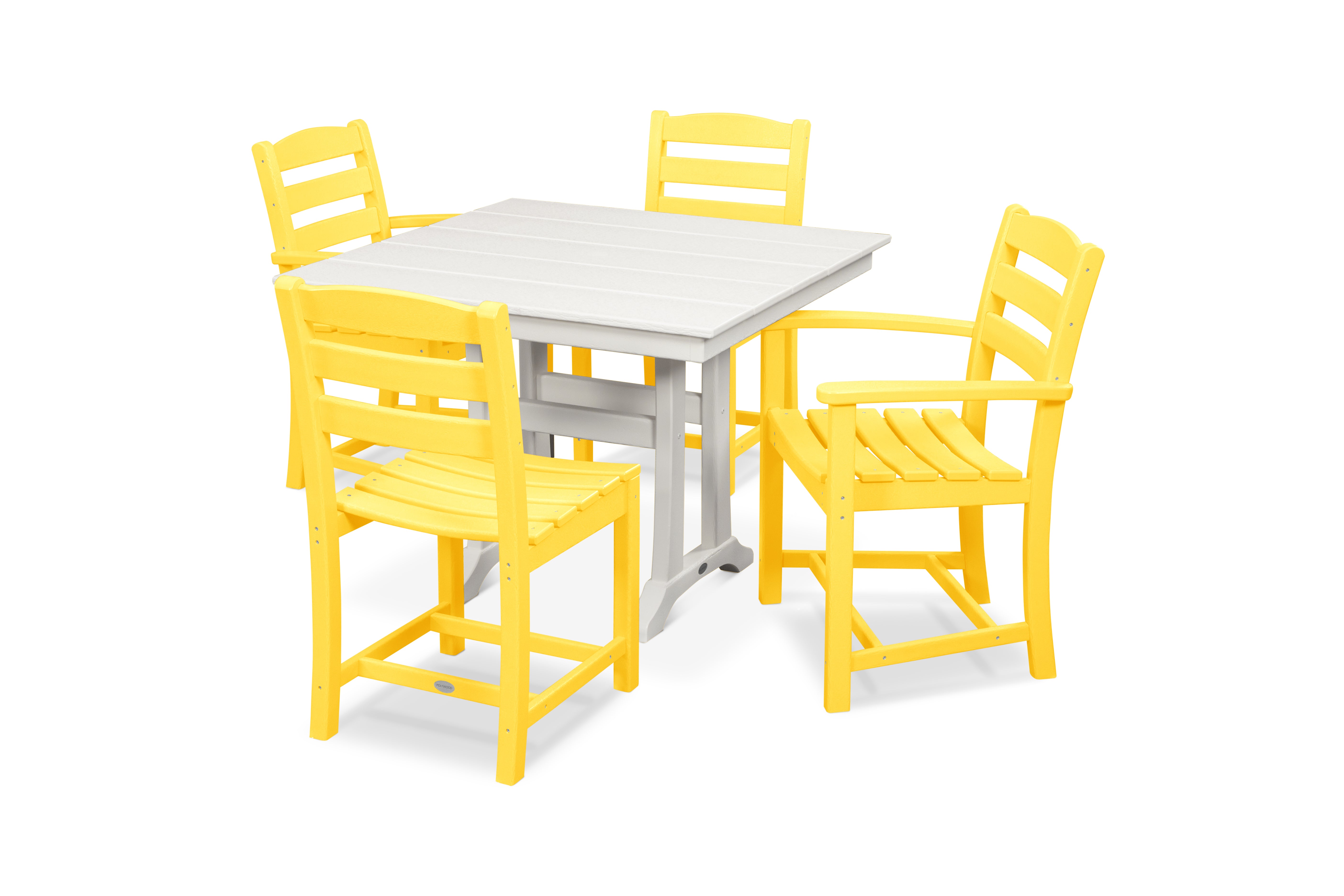 POLYWOOD La Casa Café 5-Piece Farmhouse Trestle Dining Set - Outdoor Patio Furniture for Garden, Backyard, and Poolside Dining