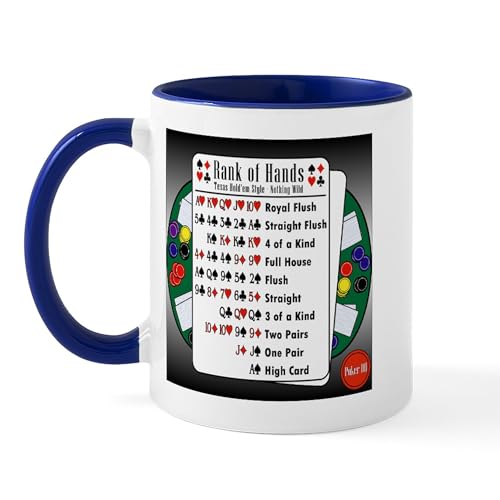 White/Navy Inside - Poker 101 Texas Hold'em Rank Of Hands Mug