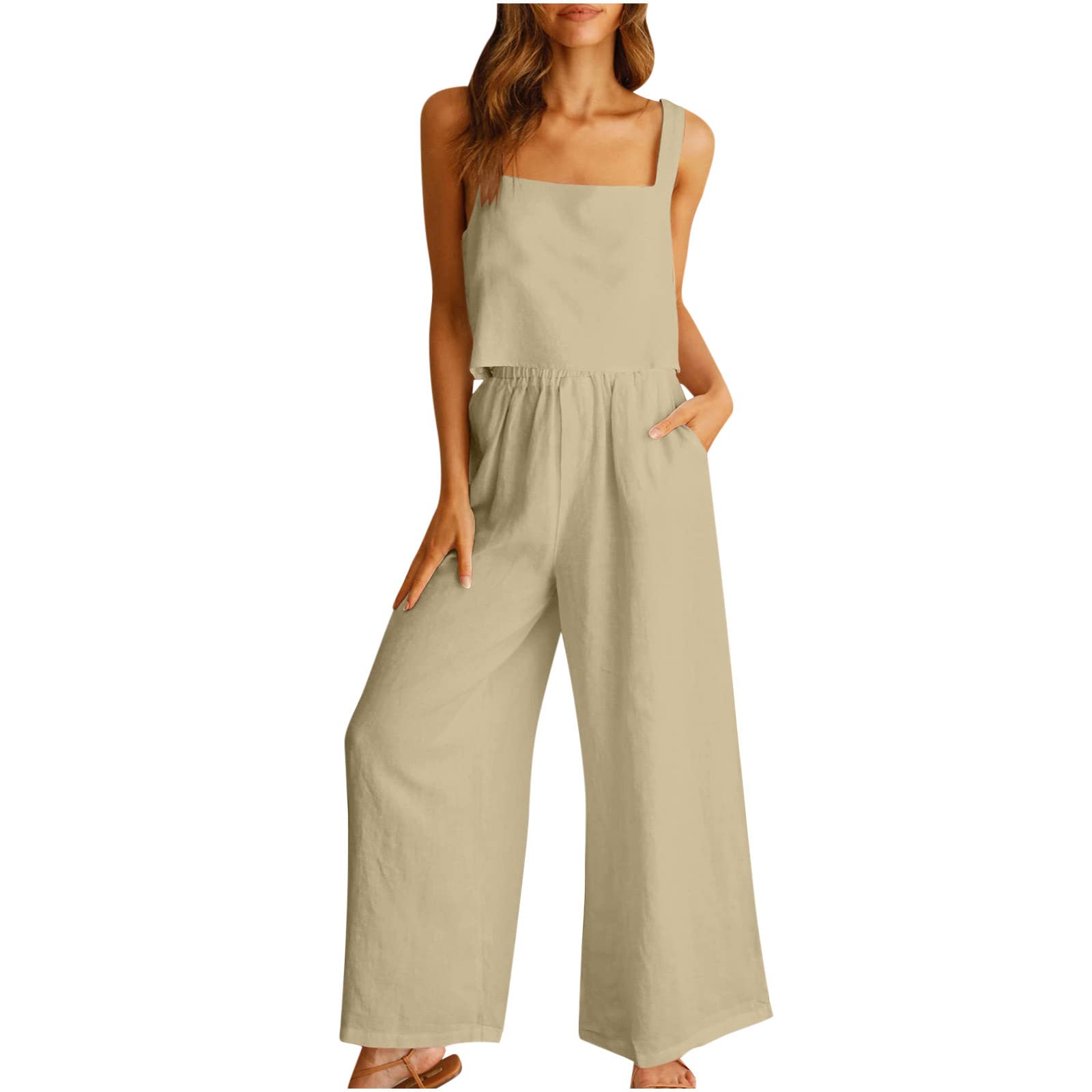2-Piece Linen Pajama Set for Women - Soft Cotton Linen Button-Up Lounge Outfit - Plus Size Sleepwear & Loungewear - Perfect for Relaxing at Home, Spa Days, and Cozy Evenings