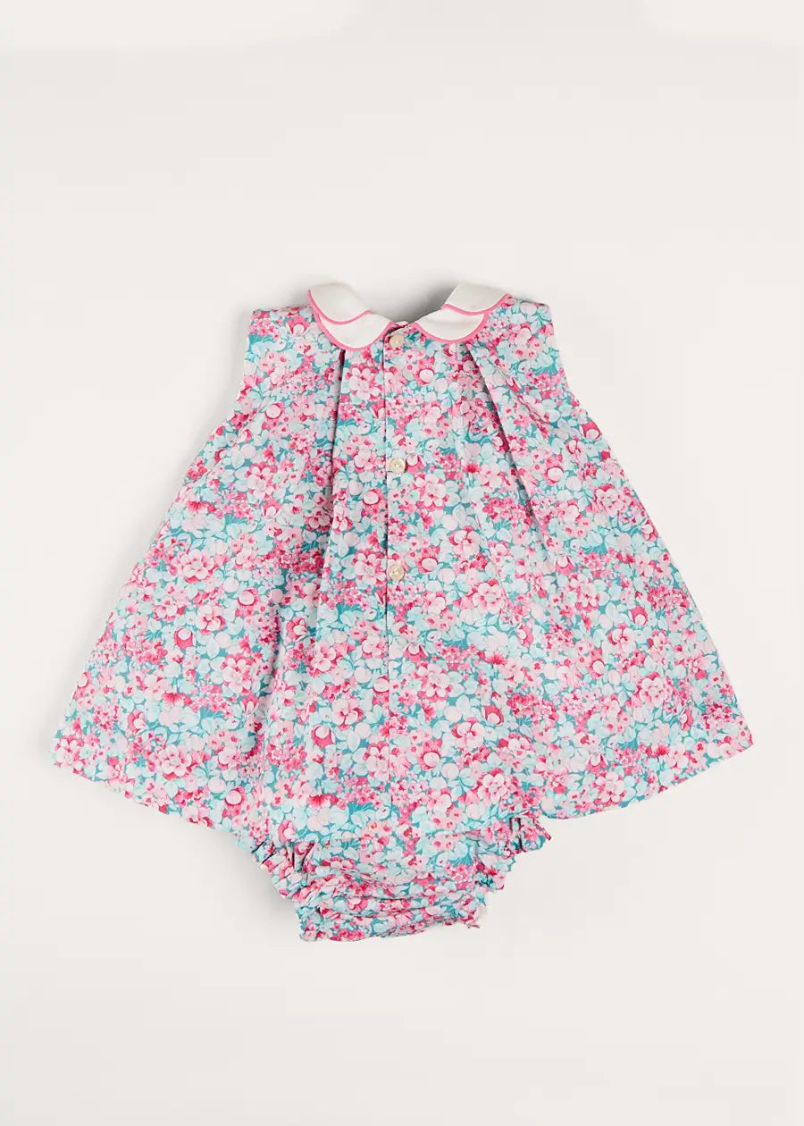 Eloise Floral Sleeveless Dress with Bloomers for Baby Girls 3 Months to 3 Years - Pink Summer Outfit for Photoshoot, Party & Outdoor Play