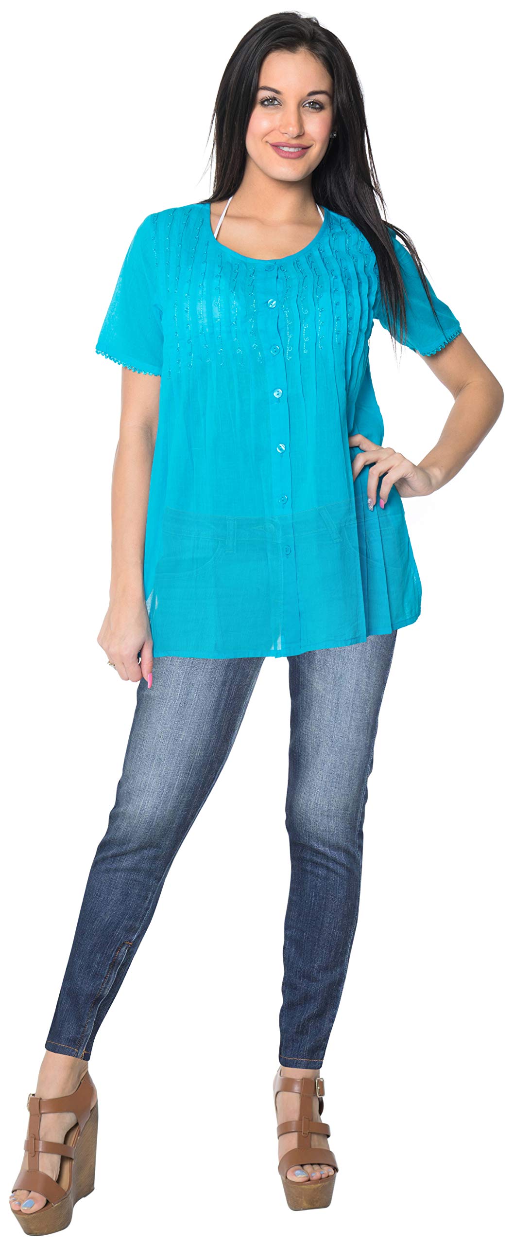 LA LEELA Women's Beach Cover Up Tunics - Lightweight Bathing Suit Cover for Summer, Swimwear Dress for Pool, Beach Vacation & Resort Wear