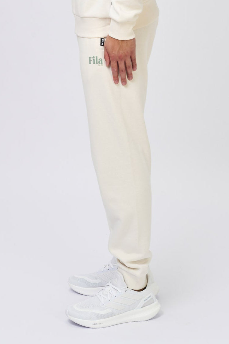 FILA Men's Jamie Off-White Track Pants - Comfortable Athletic Joggers for Running, Gym & Casual Wear