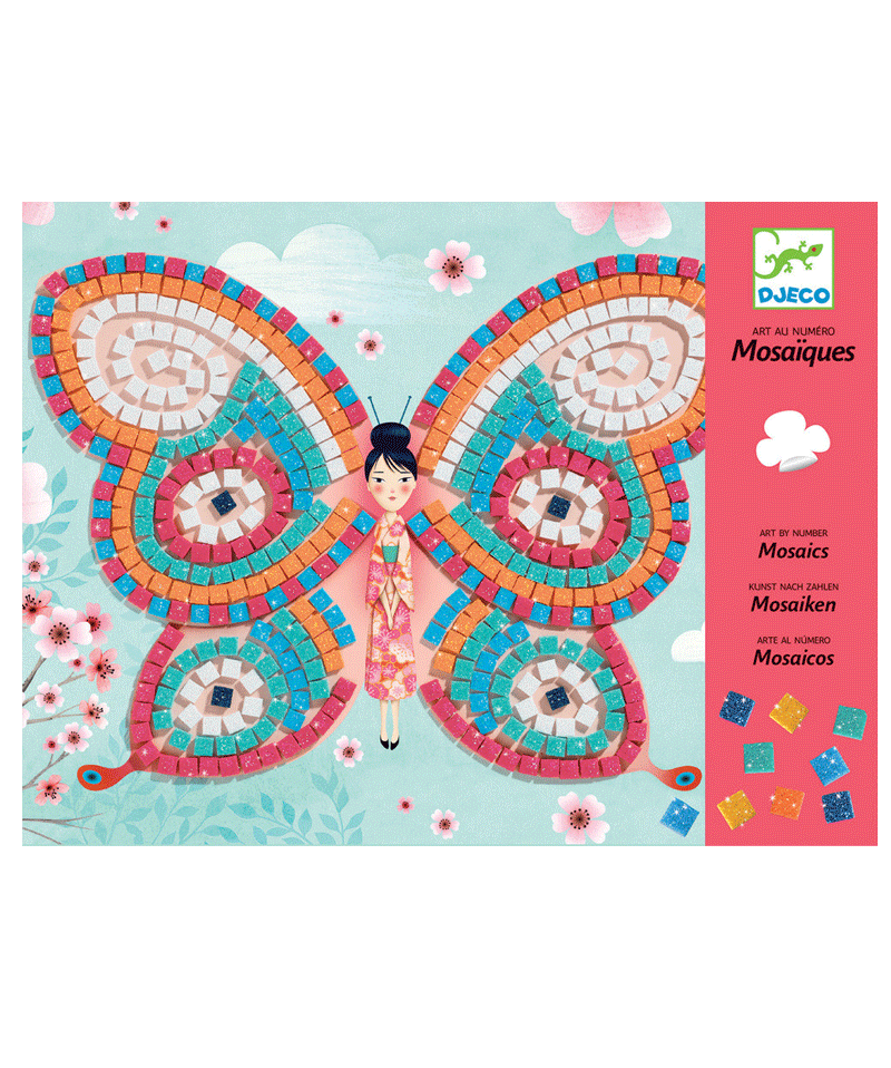Djeco Butterfly Mosaics Art Kit for Kids - Creative DIY Craft Activity for Home & Classroom Decor, Birthday Gifts, Party Favors