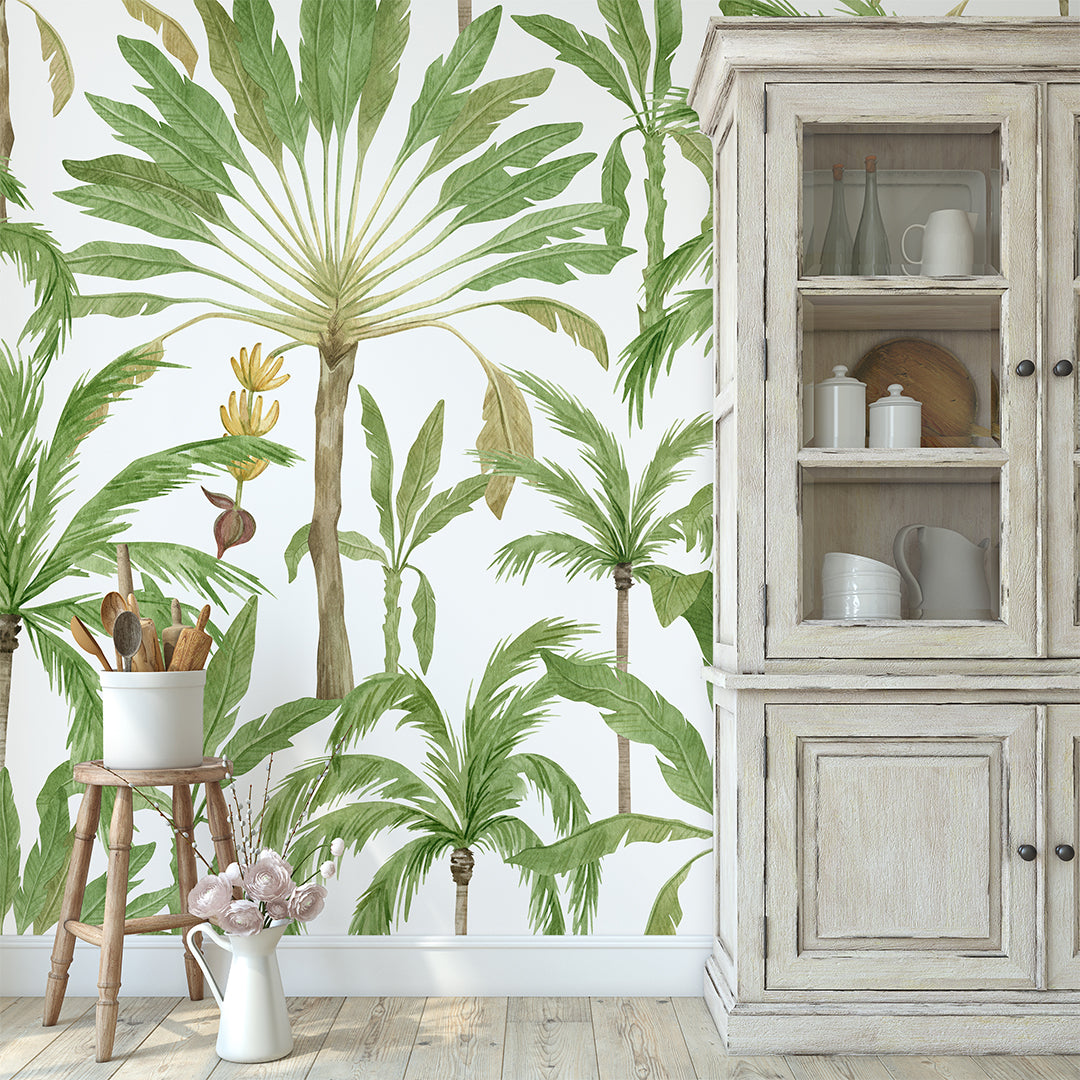 Exotic Palms Wall Mural CCM067 - Tropical Botanical Peel and Stick Wallpaper - Perfect for Living Room, Bedroom, Nursery & Office Decor