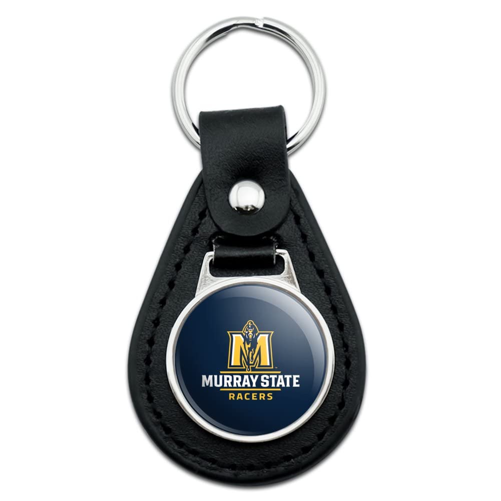 Murray State University Logo Keychain - Genuine Black Leather Key Ring for Alumni, Students & Fans - Perfect for Gifts, Backpacks & Key Organization