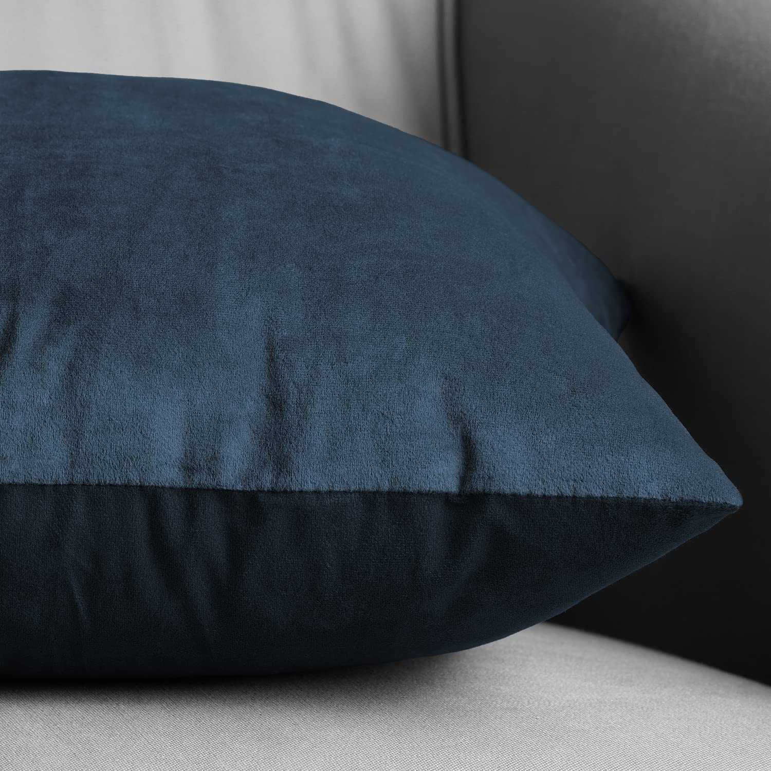Premium Velvet Cushion Covers 18x18 Inches (Pair) - Midnight Blue Luxury Pillow Cases for Sofa, Bed & Home Decor - HPD Signature Collection VPCH-194023-CC18PR