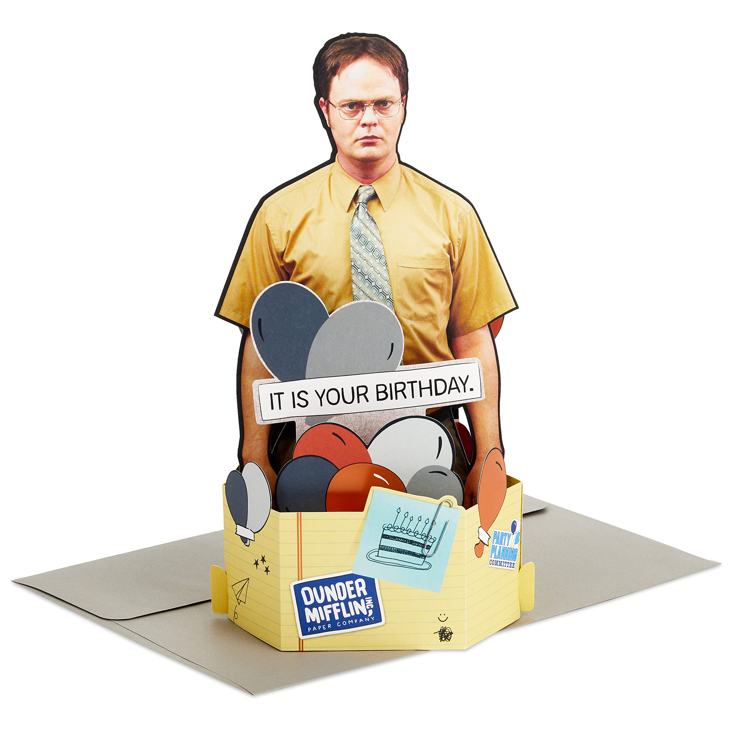 The Office Dwight Schrute Funny Pop Up Birthday Card - Hallmark Paper Wonder 3D Greeting Card for Fans, Coworkers & TV Show Lovers (Perfect Gift for Birthdays, Office Parties & The Office Enthusiasts)
