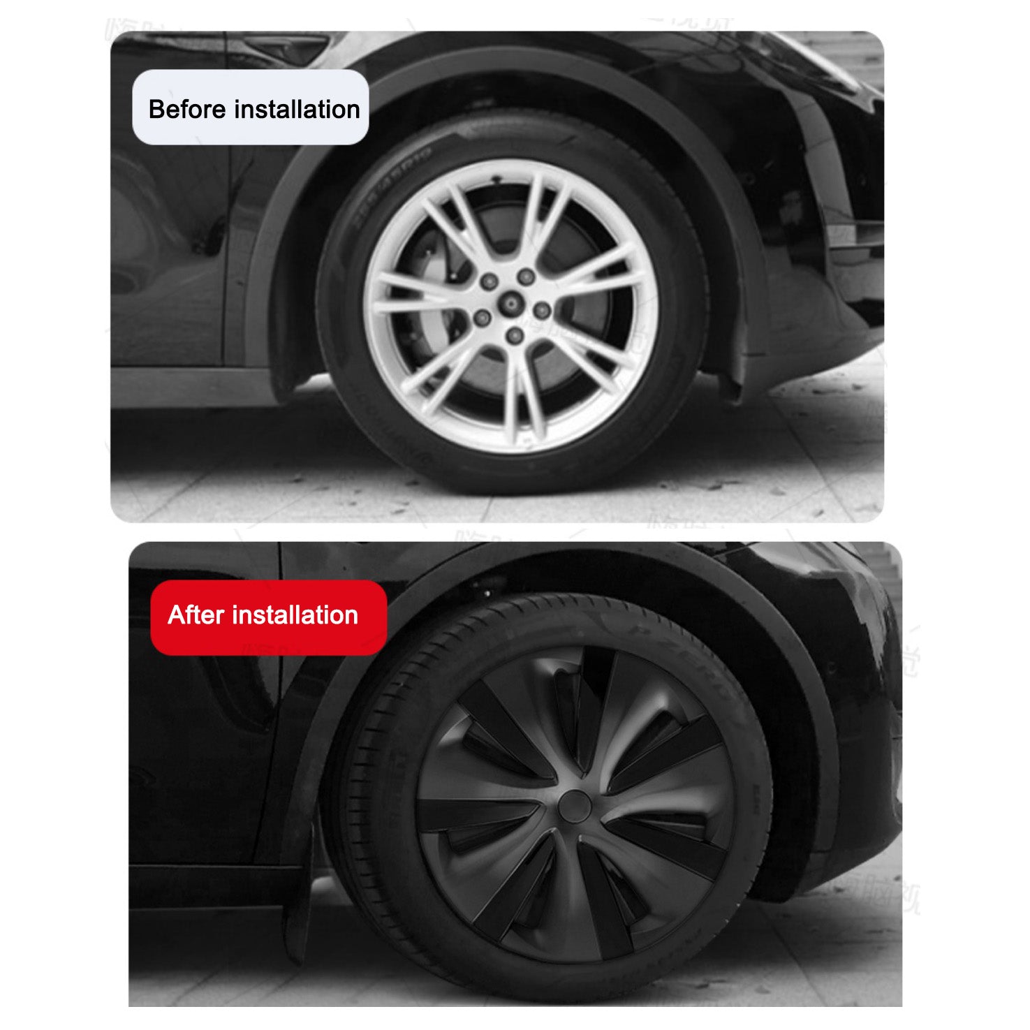 Tesla Model Y 19 Inch Gemini Wheel Covers (4PCS) - Matte Black Sport Style for Model S Version | Enhance Your Tesla's Look for Daily Commute & Road Trips