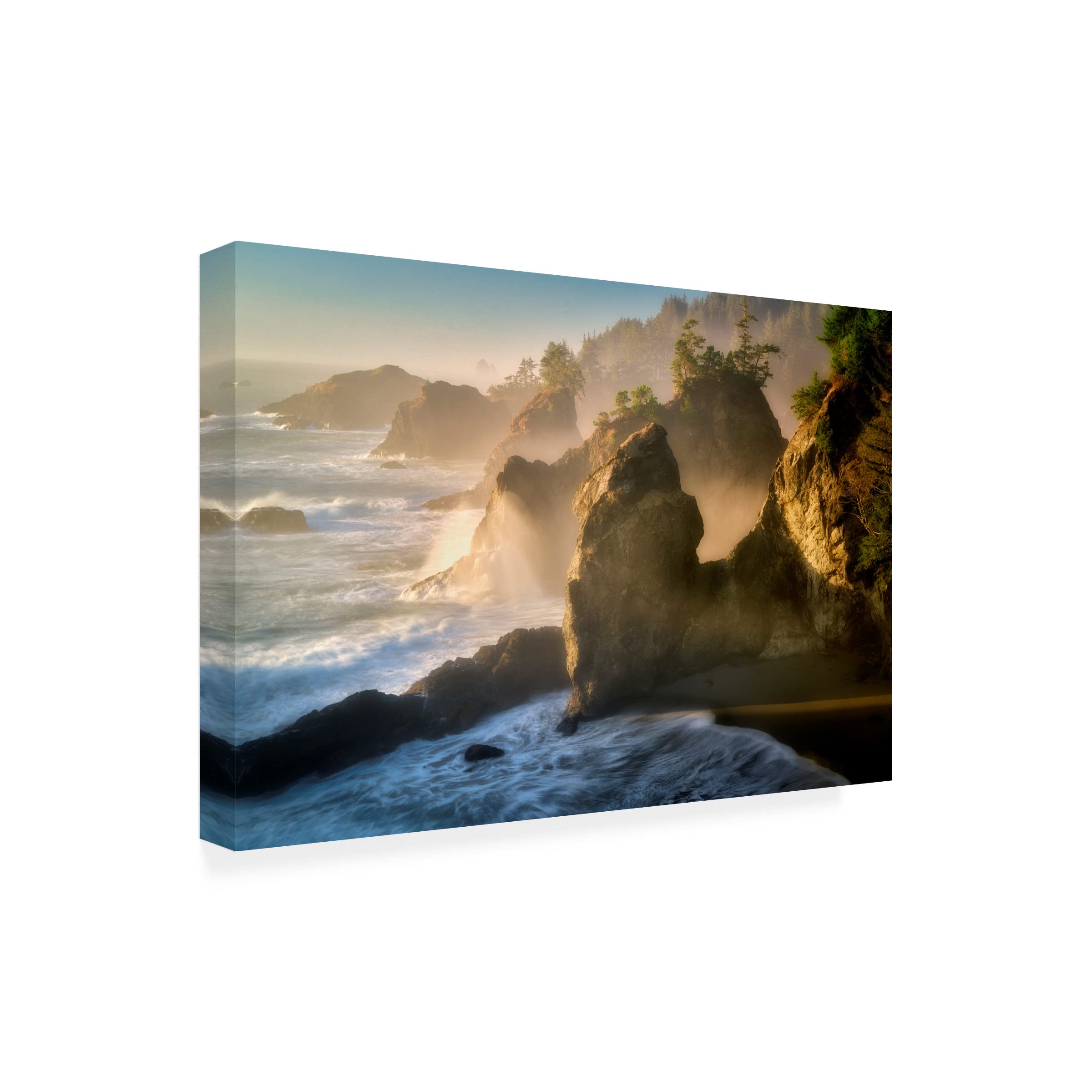 Trademark Fine Art 'Coastline 3' Canvas Wall Art by Dennis Frates - Ocean Beach Landscape Painting for Living Room, Bedroom & Office Decor