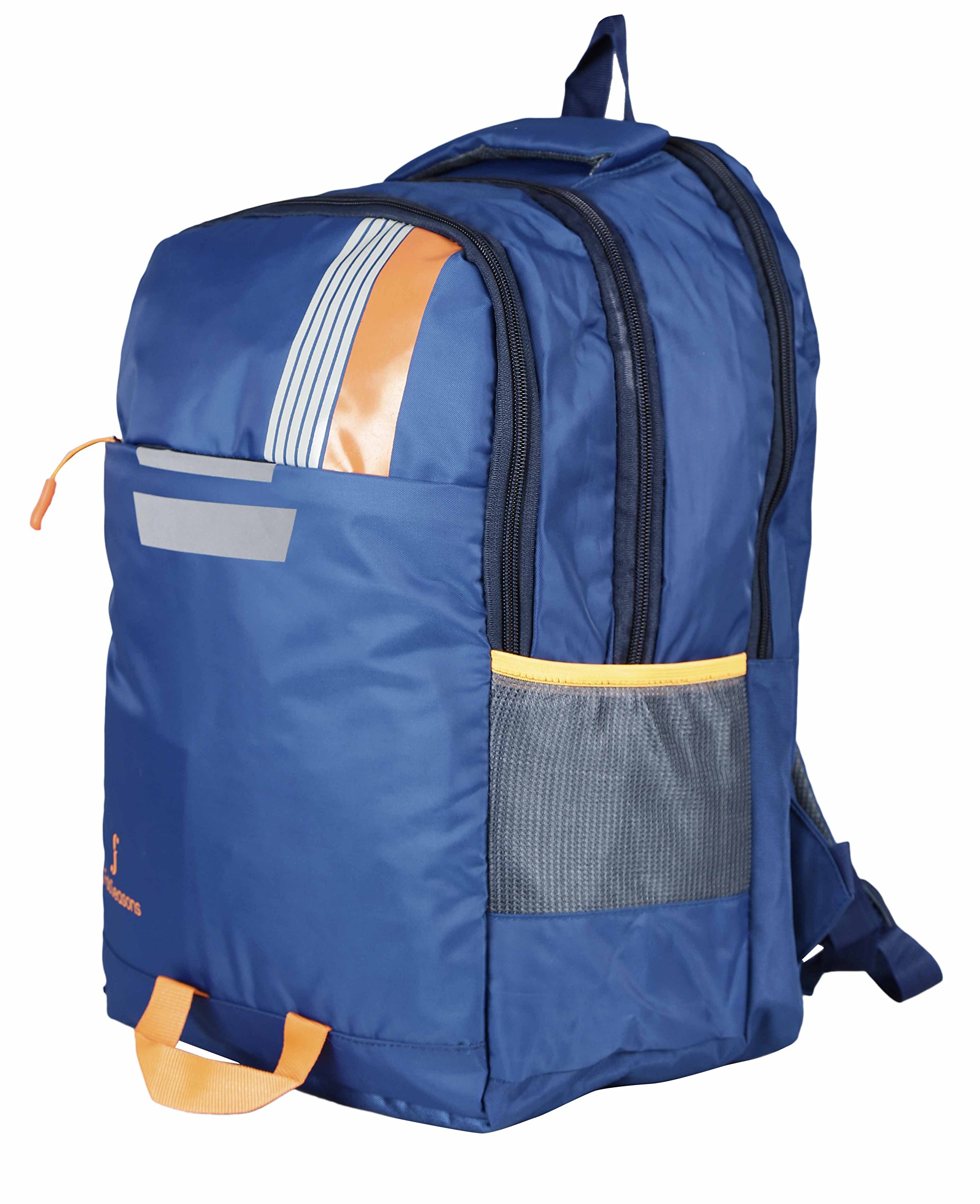 FabSeasons Unisex High-Density Polyester Printed Blue Backpack with Reflective Patch - Waterproof Laptop Bag for School, College, Office & Travel - Includes Rain Cover & Laptop Compartment | Perfect for Commuting, Hiking & Daily Use