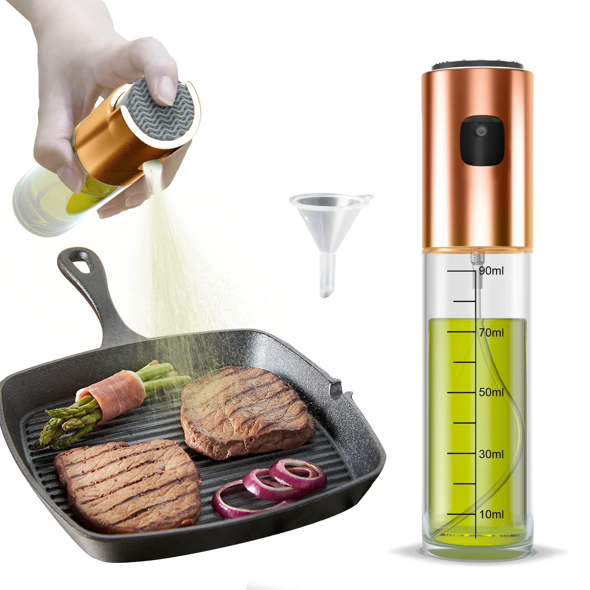 Premium Glass Oil Sprayer for Cooking - 100ml Olive Oil Mister Bottle for Air Fryer, Baking, Salad, Grilling & BBQ | Portable Kitchen Gadget for Healthy Cooking & Meal Prep