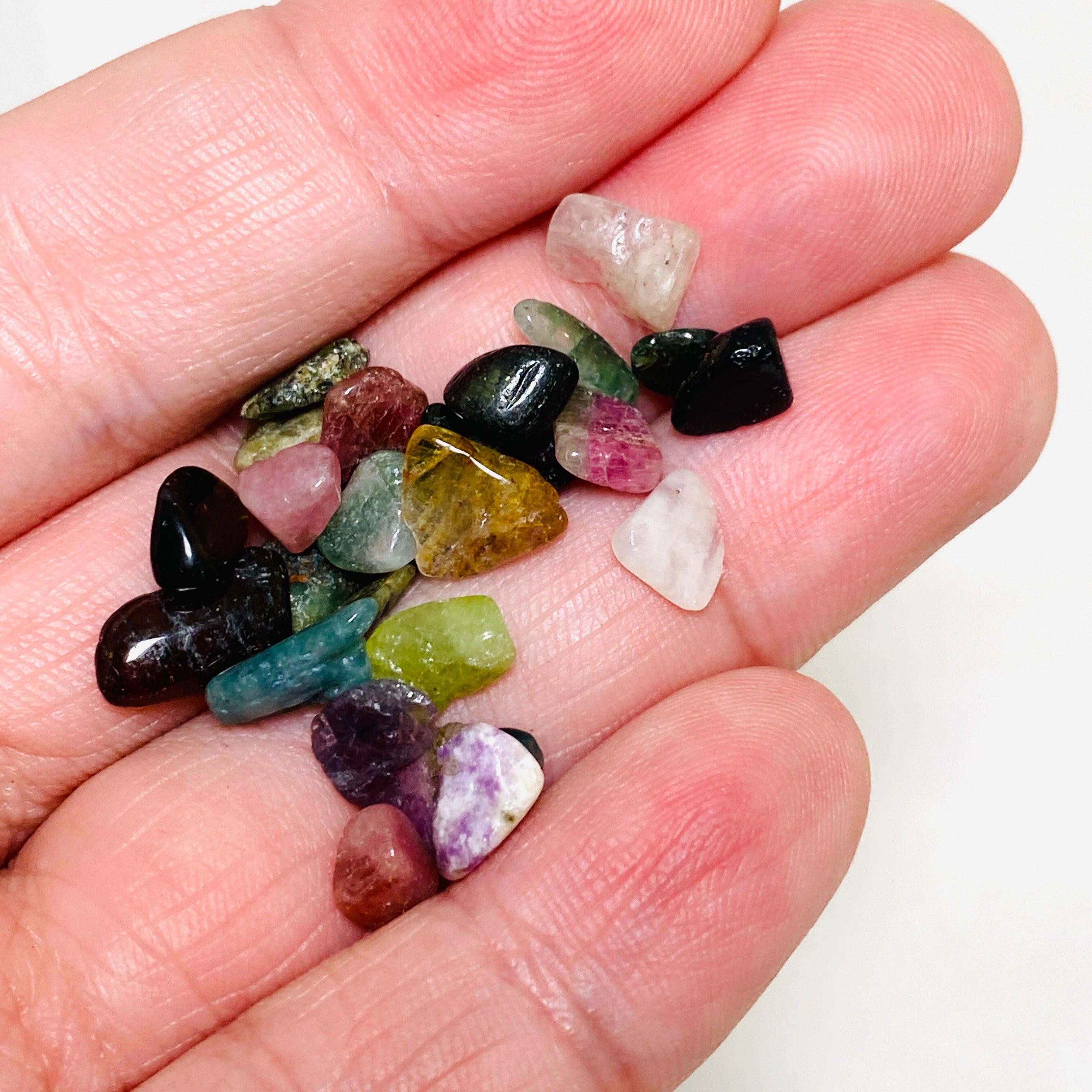 50g Mini Tumbled Watermelon Tourmaline Stones - Natural Healing Crystals for Meditation, Jewelry Making & Home Decor