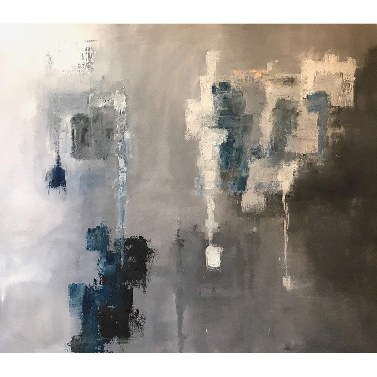 Nero Basalto Oil Painting on Canvas - Abstract Art for Home Decor, Office & Living Room Wall Art