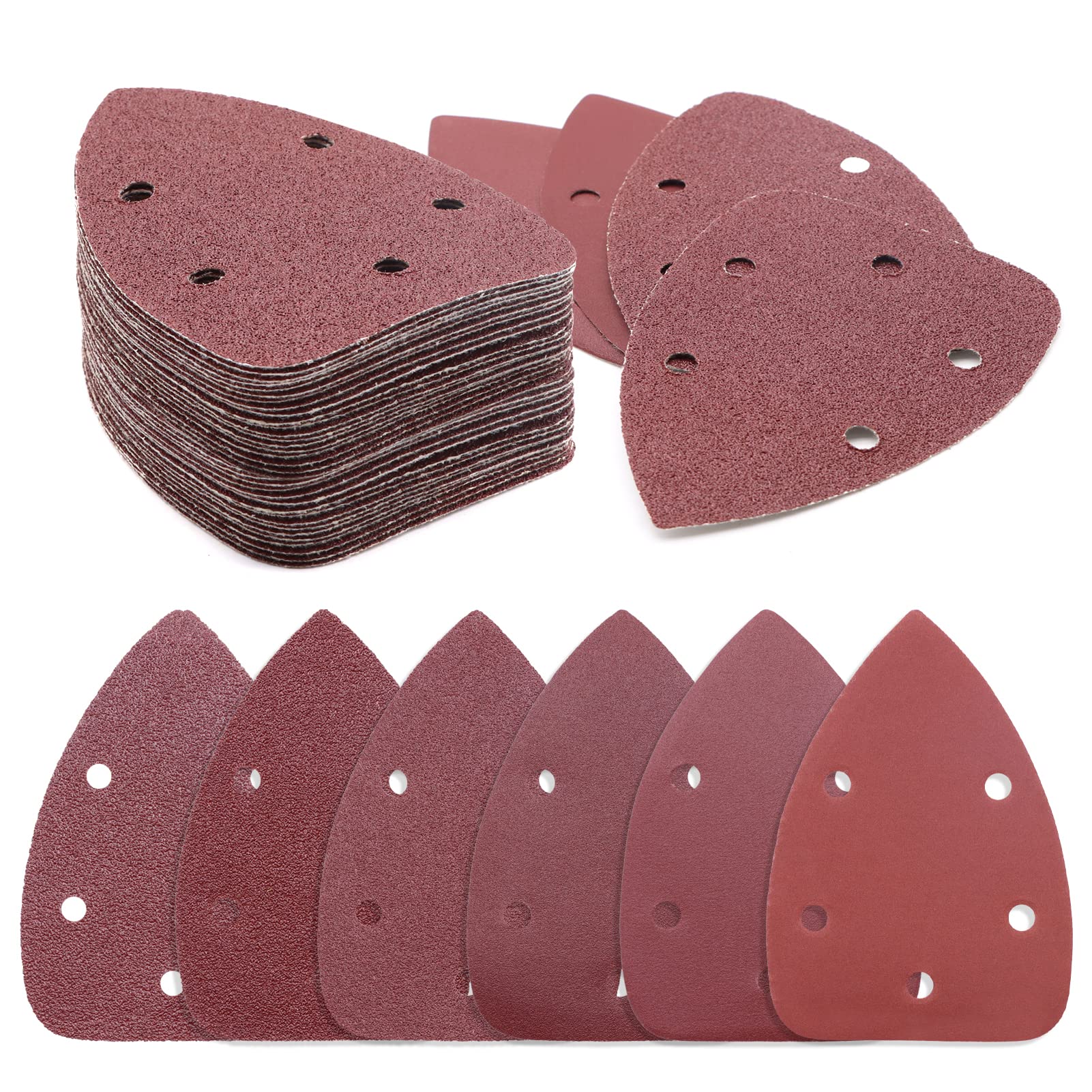 ZEHIQ 60-Piece Mouse Detail Sander Sandpaper Set - 5 Hole Hook & Loop Sanding Discs (40/60/80/120/240/320 Grit) for 140mm Sanders - Perfect for Woodworking, Furniture Refinishing & DIY Projects