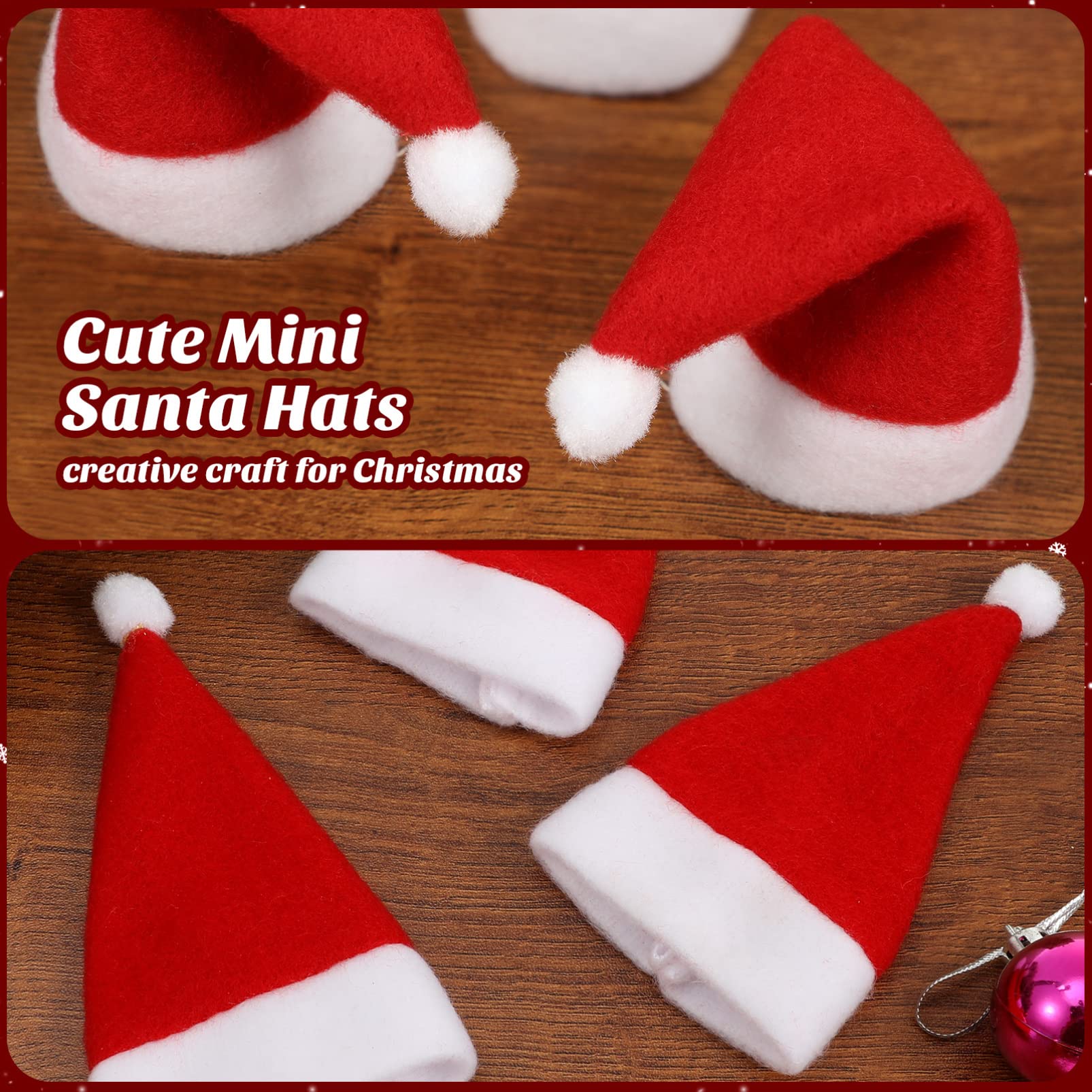 ABOOFAN 30pcs Mini Santa Hats for Christmas Crafts, Party Supplies & Decorations - Tiny Santa Hats for Wine Bottles, Silverware Holders, Table Centerpieces - Perfect for Holiday Parties, DIY Projects & Festive Home Decor