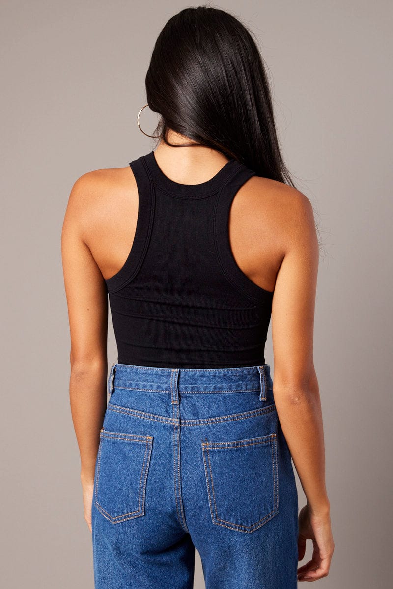 Black Seamless Round Neck Bodysuit for Women - Perfect for Layering, Yoga & Everyday Wear