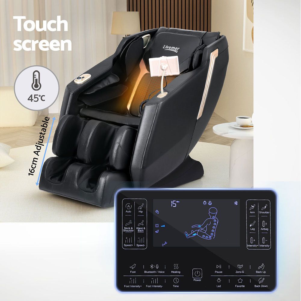 Livemor Electric Massage Chair with Full Body Recliner - Shiatsu Massage for Back, Neck & Legs - Perfect for Home, Office & Relaxation Therapy