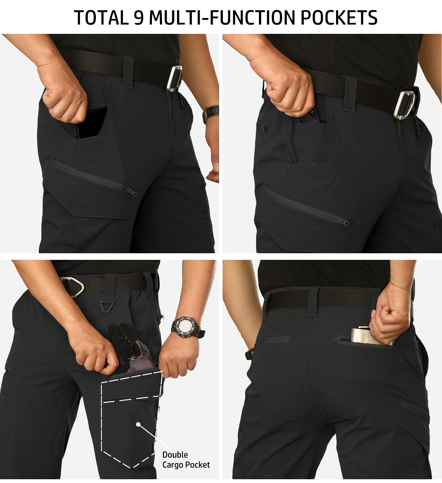 NAVEKULL Men's Lightweight Tactical Hiking Pants - Quick Dry, Stretchable Outdoor Cargo Pants with Multiple Pockets for Hiking, Camping & Work | Durable & Comfortable for Outdoor Adventures