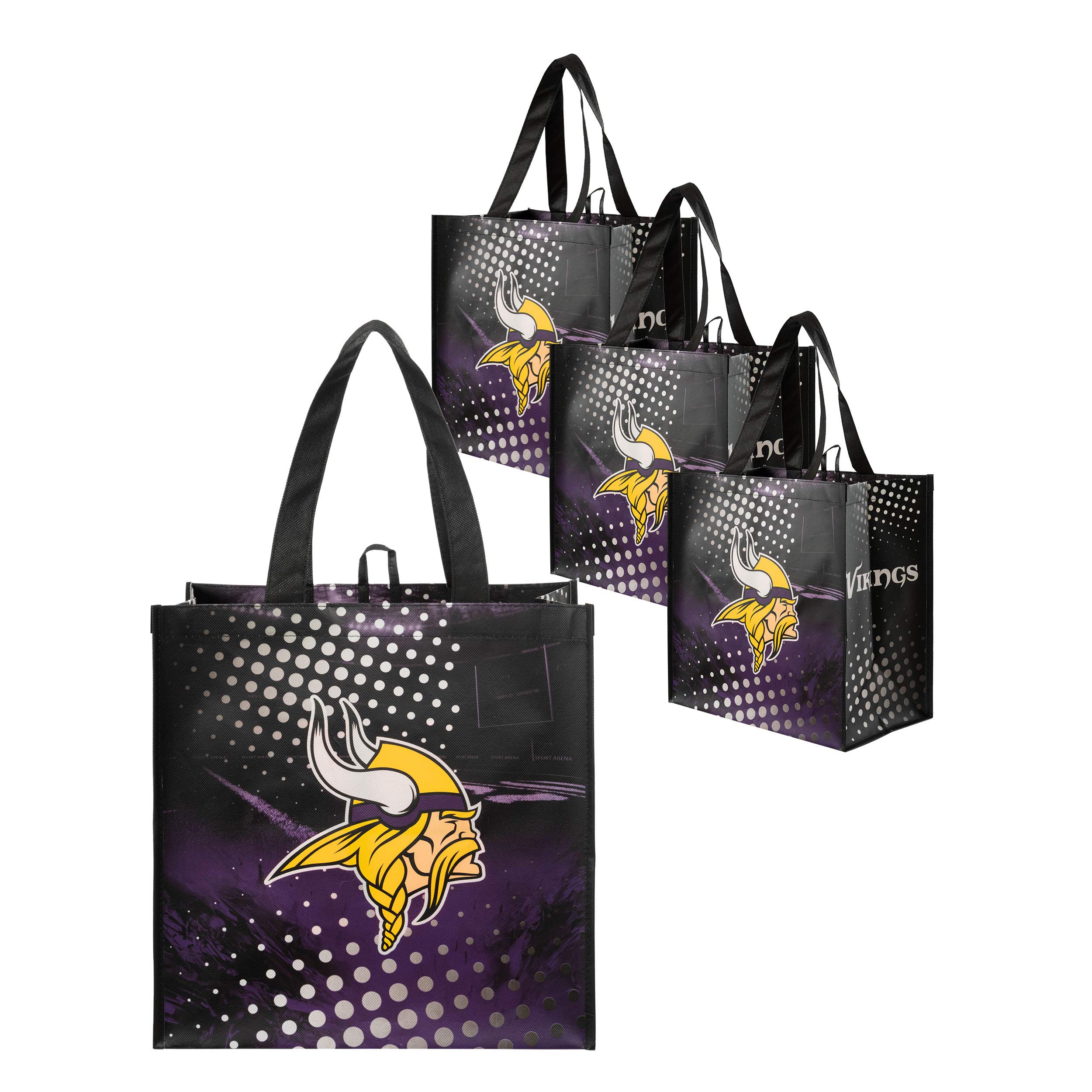 FOCO NFL Team Logo Reusable Grocery Shopping Bags - Eco-Friendly Foldable Tote Bags for Groceries, Beach, Gym & Travel | Officially Licensed NFL Merchandise